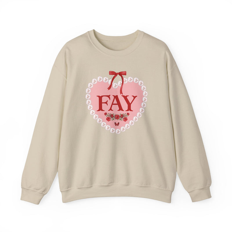 Adorable Fayetteville Arkansas Sweatshirt with Cute Coquette Heart with Pearls and Roses, Gift for Friend Who Lives in Northwest Arkansas - Opal and June