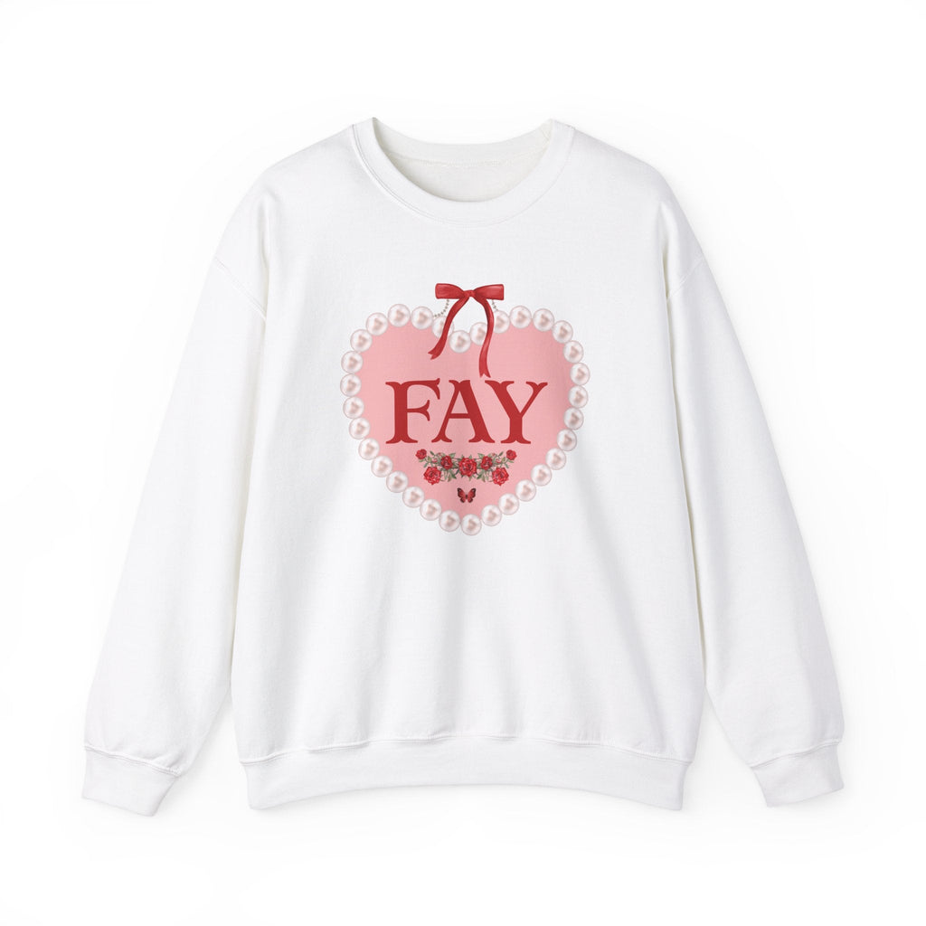 Adorable Fayetteville Arkansas Sweatshirt with Cute Coquette Heart with Pearls and Roses, Gift for Friend Who Lives in Northwest Arkansas - Opal and June