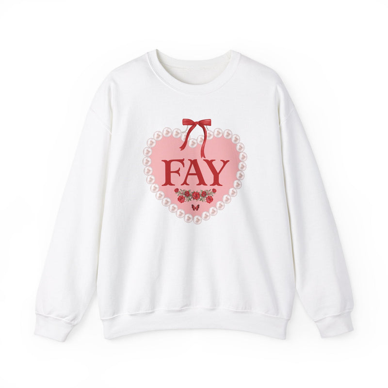 Adorable Fayetteville Arkansas Sweatshirt with Cute Coquette Heart with Pearls and Roses, Gift for Friend Who Lives in Northwest Arkansas - Opal and June