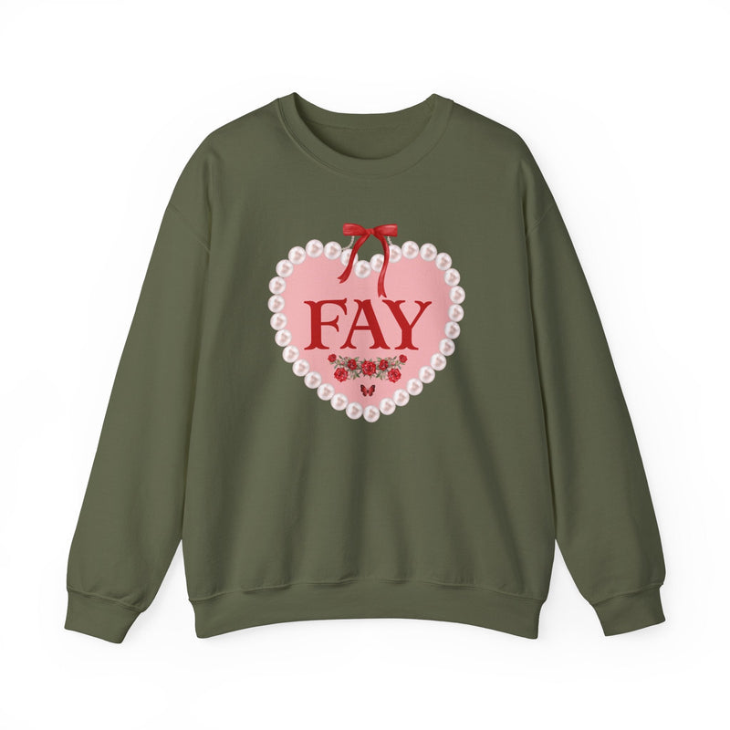 Adorable Fayetteville Arkansas Sweatshirt with Cute Coquette Heart with Pearls and Roses, Gift for Friend Who Lives in Northwest Arkansas - Opal and June