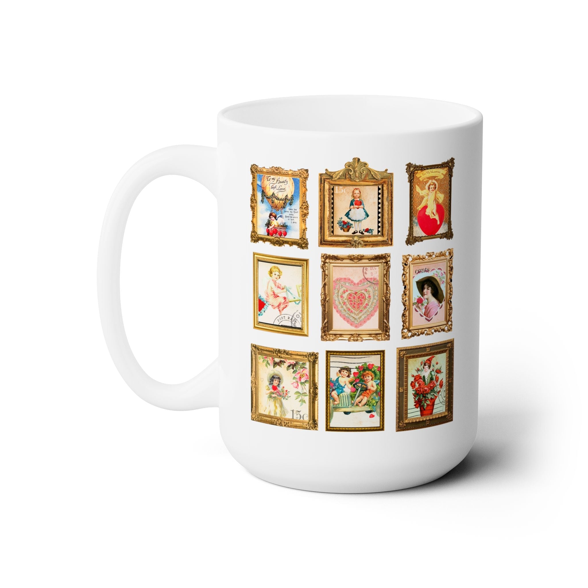 Adorable Vintage Valentine Stamps Coffee Mug - Opal and June