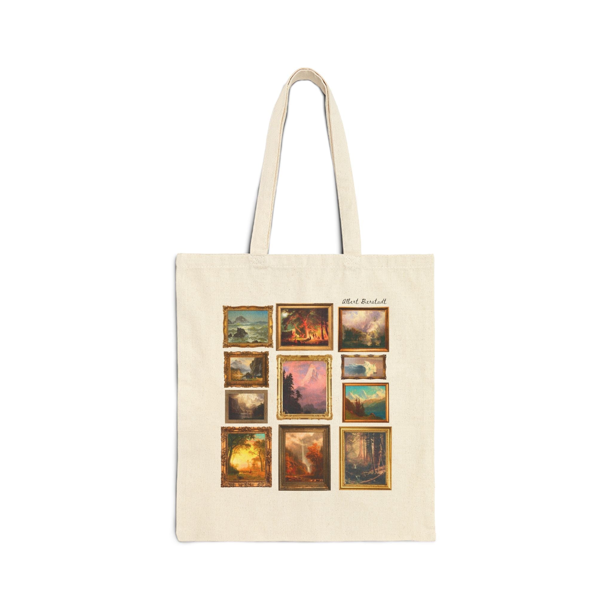 Albert Bierstadt Art History Tote Bag: Famous Paintings from 19th Century American West Art Movement, Luminism Art Historian Gift for Hiker - Opal and June