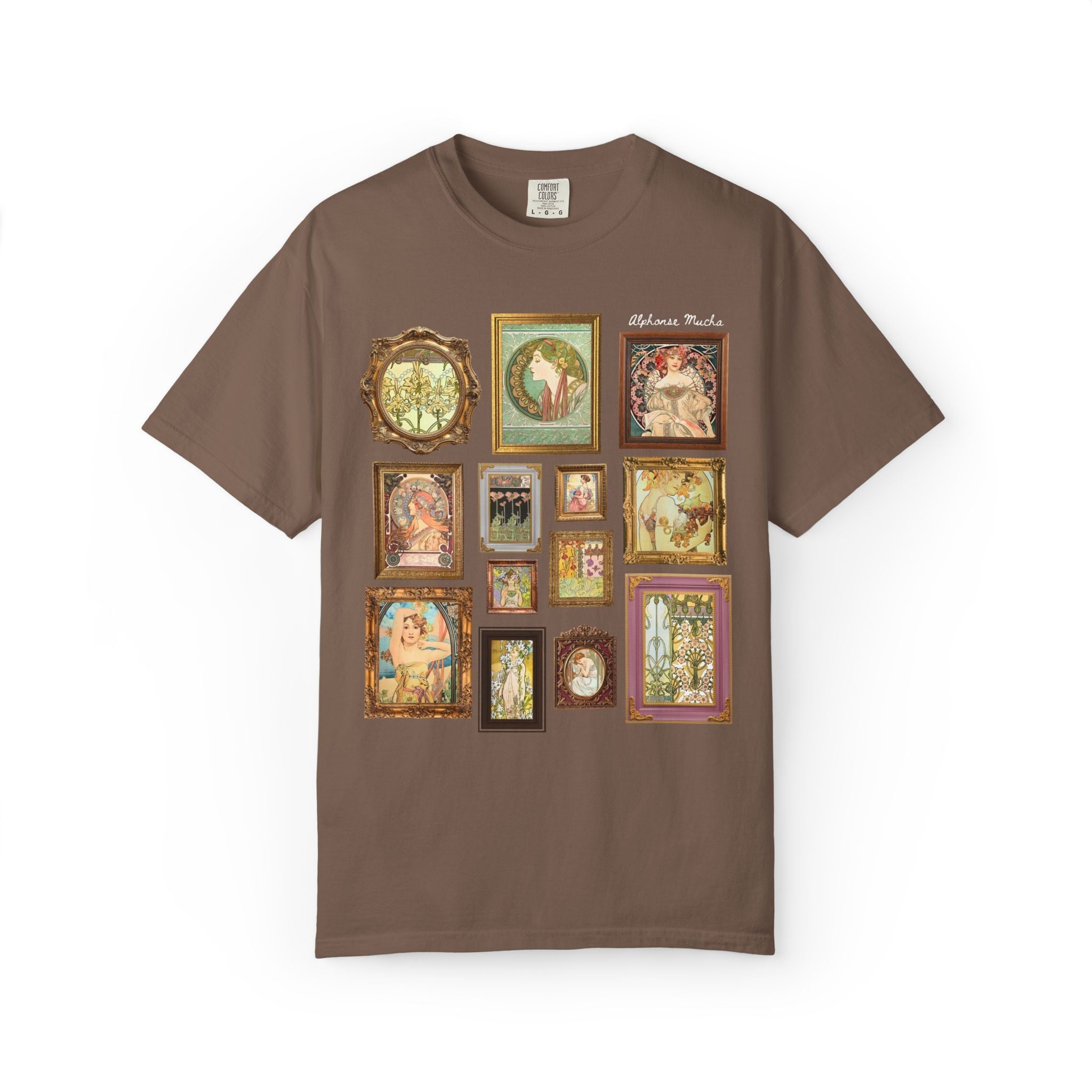 Alphonse Mucha Art Nouveau Famous Paintings Tee Shirt: Early 1900s Art History Gift, European Art History Czech Painter and Illustrator - Opal and June