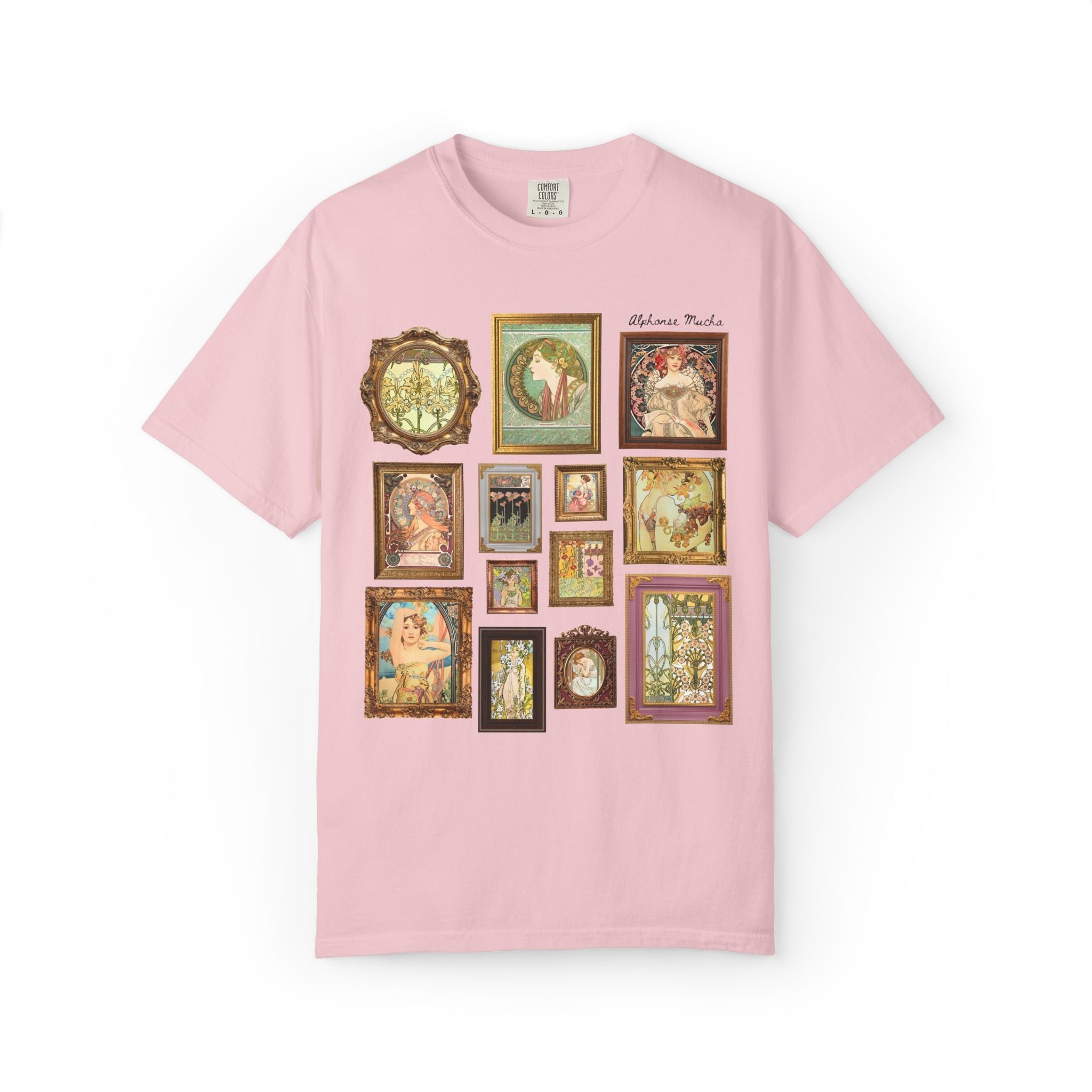Alphonse Mucha Art Nouveau Famous Paintings Tee Shirt: Early 1900s Art History Gift, European Art History Czech Painter and Illustrator - Opal and June