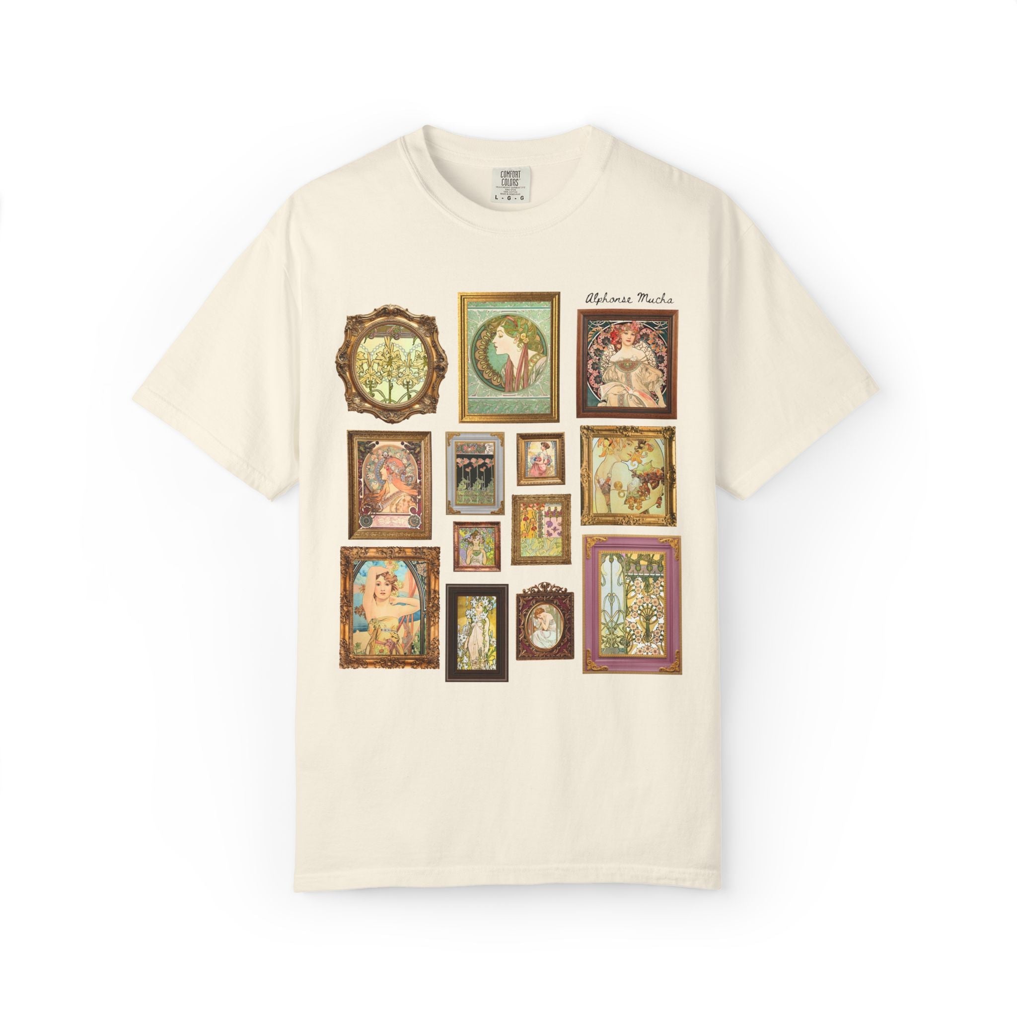 Alphonse Mucha Art Nouveau Famous Paintings Tee Shirt: Early 1900s Art History Gift, European Art History Czech Painter and Illustrator - Opal and June