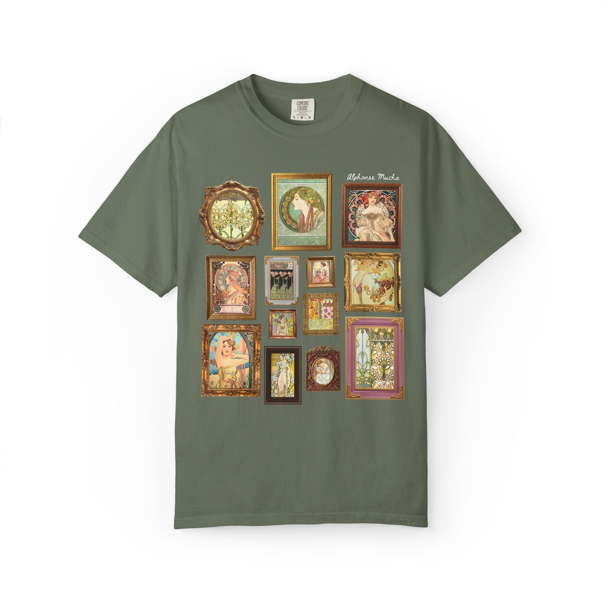 Alphonse Mucha Art Nouveau Famous Paintings Tee Shirt: Early 1900s Art History Gift, European Art History Czech Painter and Illustrator - Opal and June