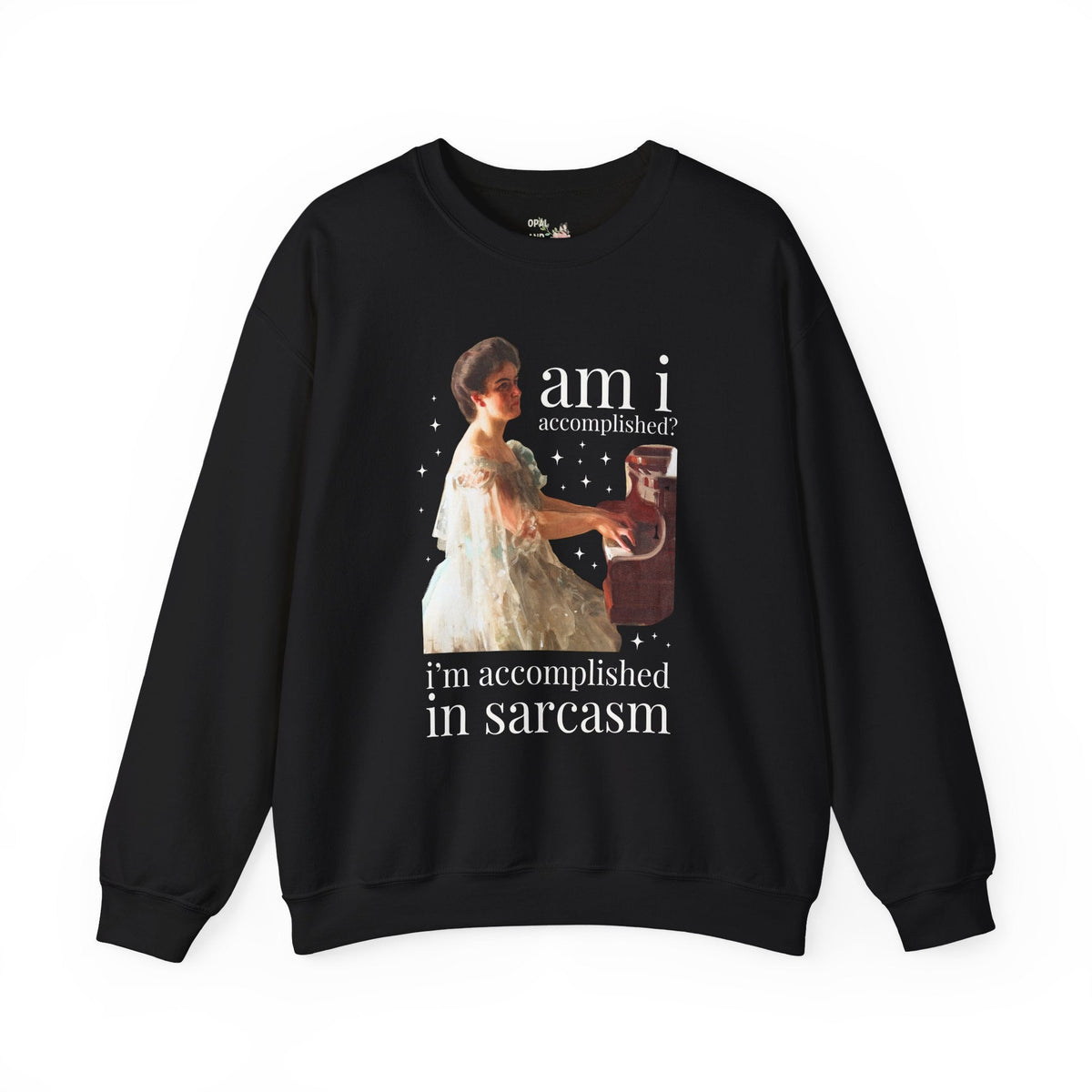 Am I Accomplished? I'm Accomplished in Sarcasm: Funny Sarcastic Sweatshirt for Sister's Birthday, Pride and Prejudice Bookish Art History Crewneck - Opal and June