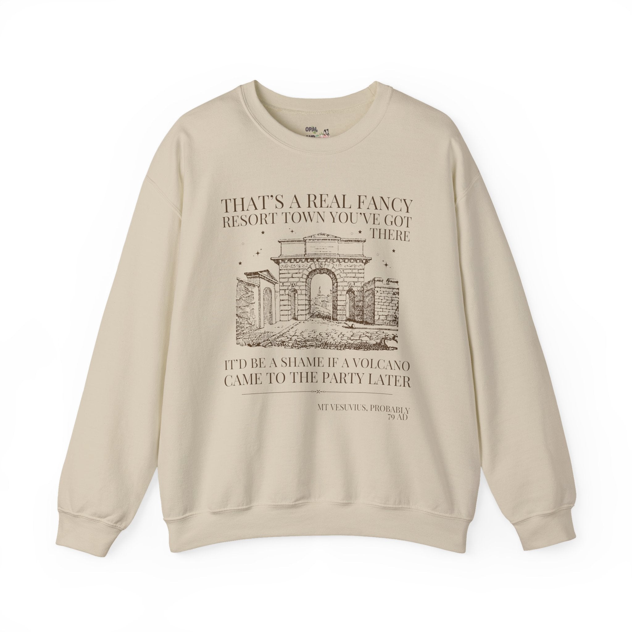 Ancient History Buff Sweatshirt: Roman History Funny Saying Pompeii Crewneck, Mt Vesuvius European History Shirt, Famous Historical Disaster - Opal and June