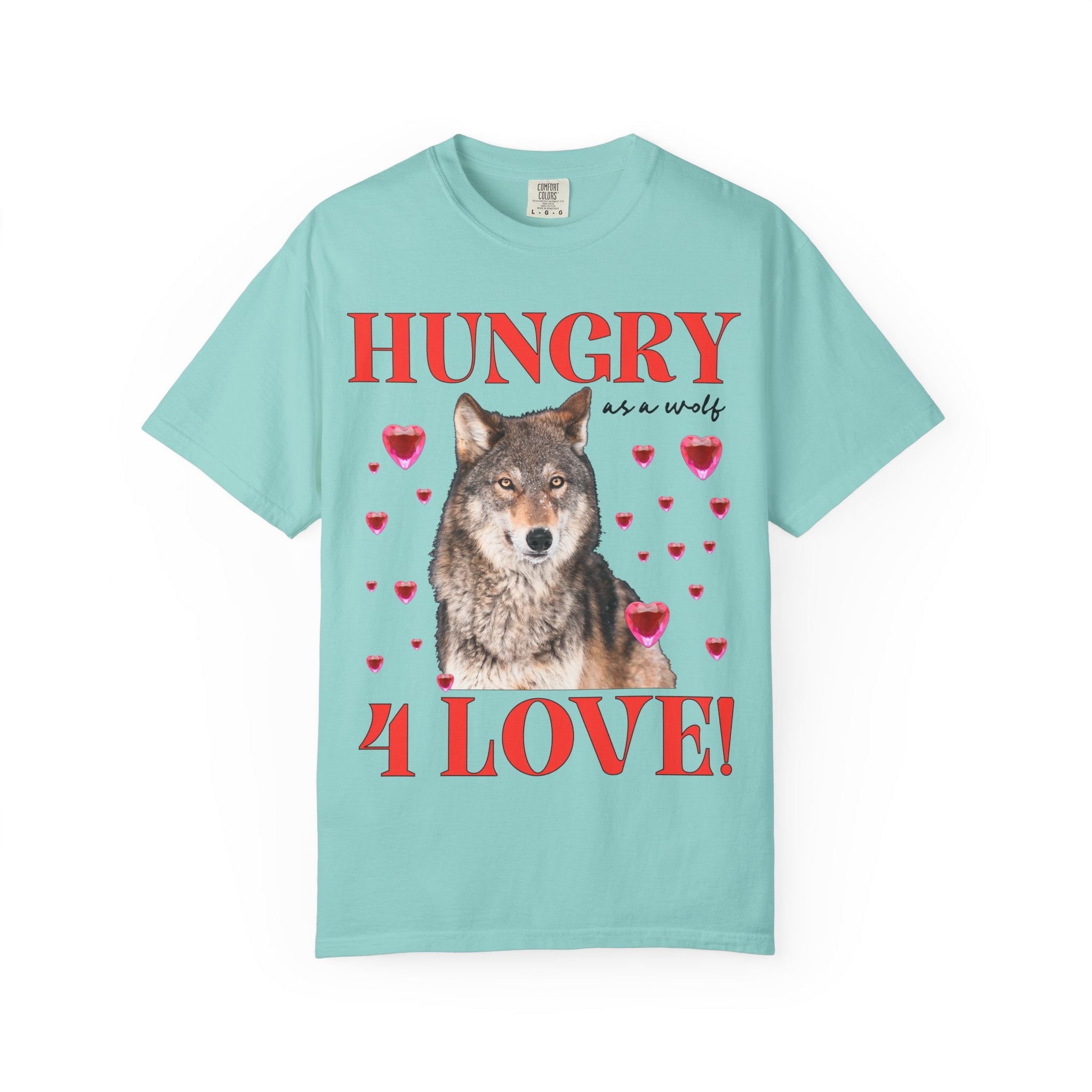 Animal Lover Valentine's Tee Shirt with Photo of Wolf, Silly Dreamcore Early 2000s Aesthetic T-Shirt with Funny Saying, Cute Weirdcore Tee - Opal and June