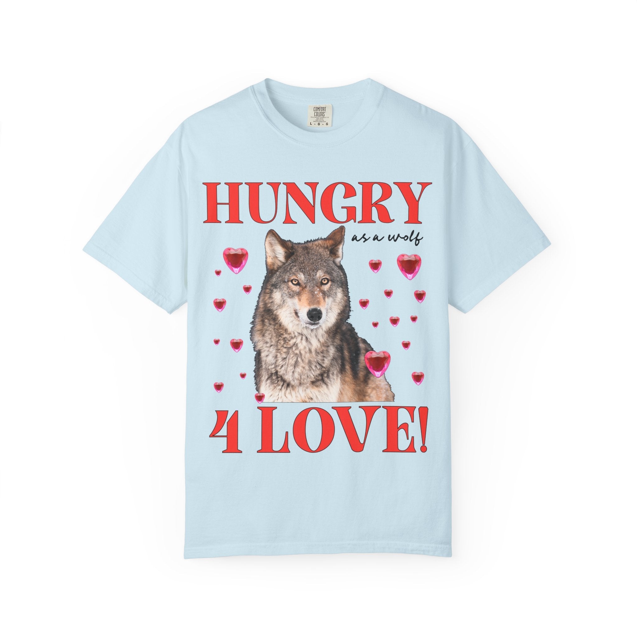 Animal Lover Valentine's Tee Shirt with Photo of Wolf, Silly Dreamcore Early 2000s Aesthetic T-Shirt with Funny Saying, Cute Weirdcore Tee - Opal and June