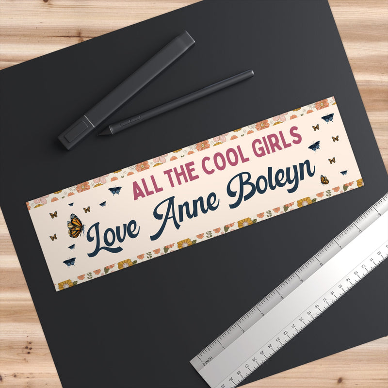 Anne Boleyn Bumper Sticker: Floral History Bumper Sticker for English History Lover - Opal and June