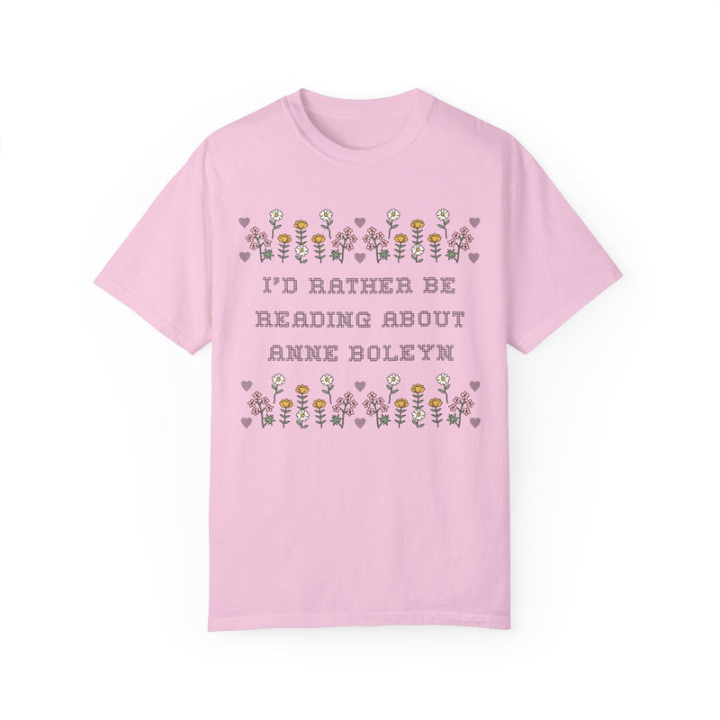 Anne Boleyn Tee Shirt: Rather Be Reading | Funny History T-Shirt for Professor, Floral Social Studies Teacher Gift for English History Lover - Opal and June