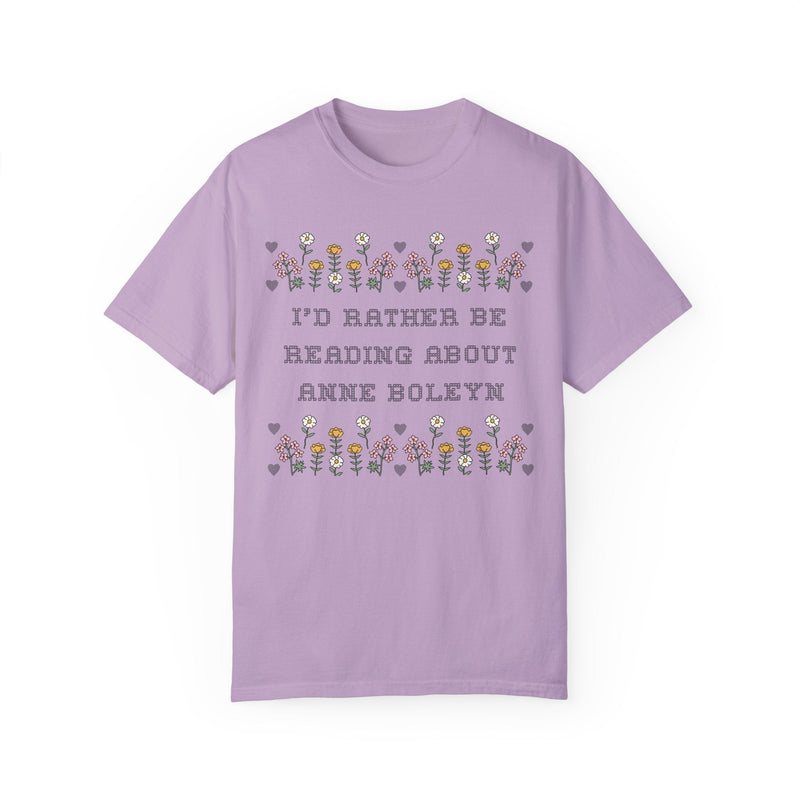 Anne Boleyn Tee Shirt: Rather Be Reading | Funny History T-Shirt for Professor, Floral Social Studies Teacher Gift for English History Lover - Opal and June