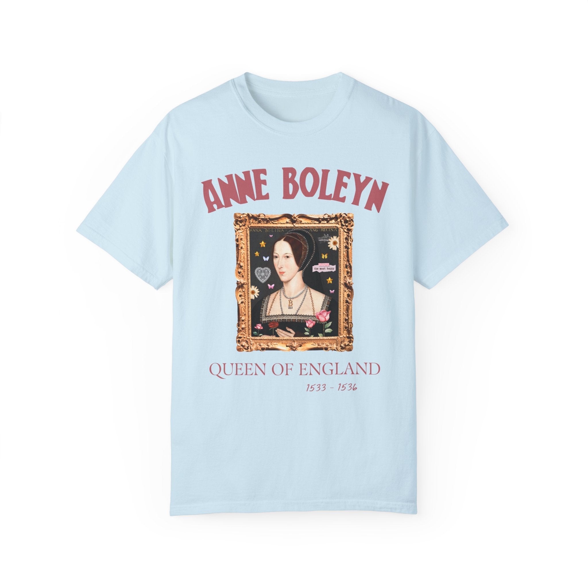 Anne Boleyn Tudor History T-Shirt with Flowers: Cute 90s Scrapbook Vibe, Famous Painting, European History, Famous Queens, Henry VIII Wives - Opal and June