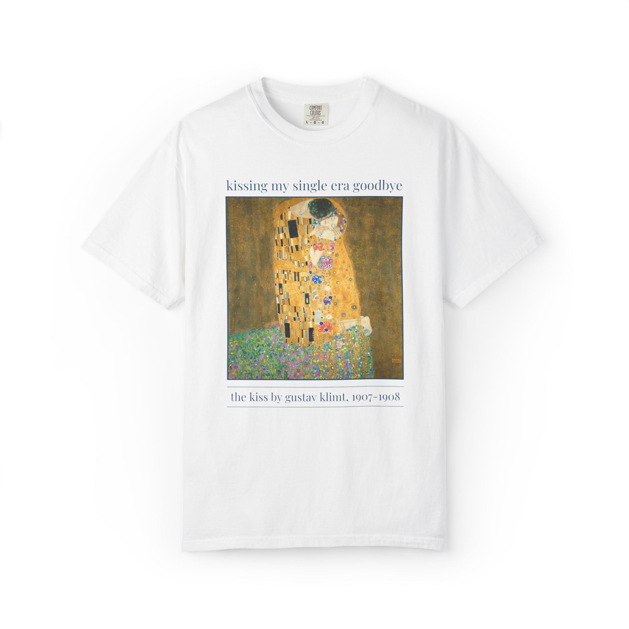 Art History Bachelorette Tee Shirt: The Kiss by Gustav Klimt, Kissing My Single Era Goodbye Colorful Maximalist Bridal Party Tee for Artist - Opal and June