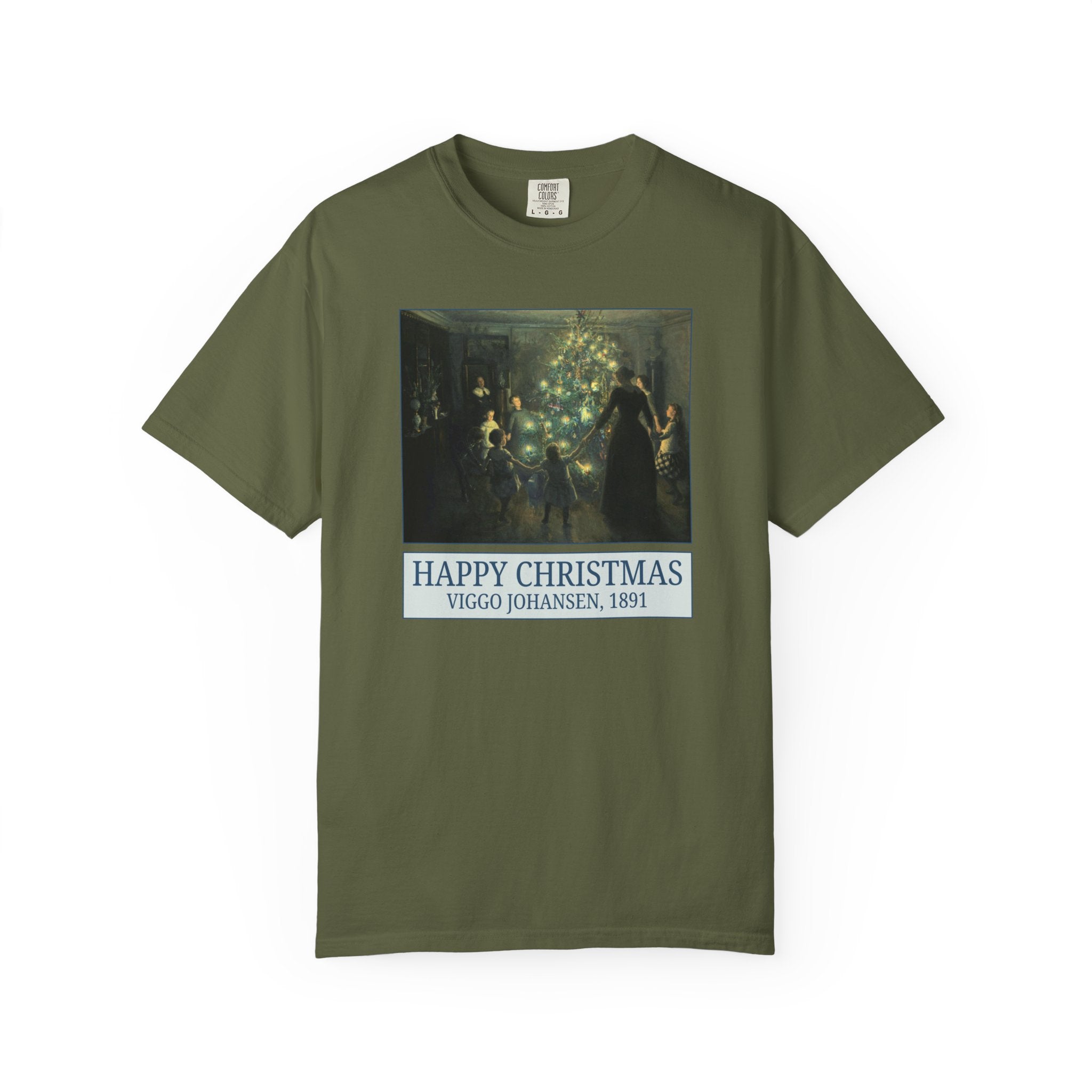 Art History Christmas Tee Shirt for Museum Lover or Humanities Professor: Happy Christmas by Viggo Johansen, 19th Century Art Historian Tee - Opal and June