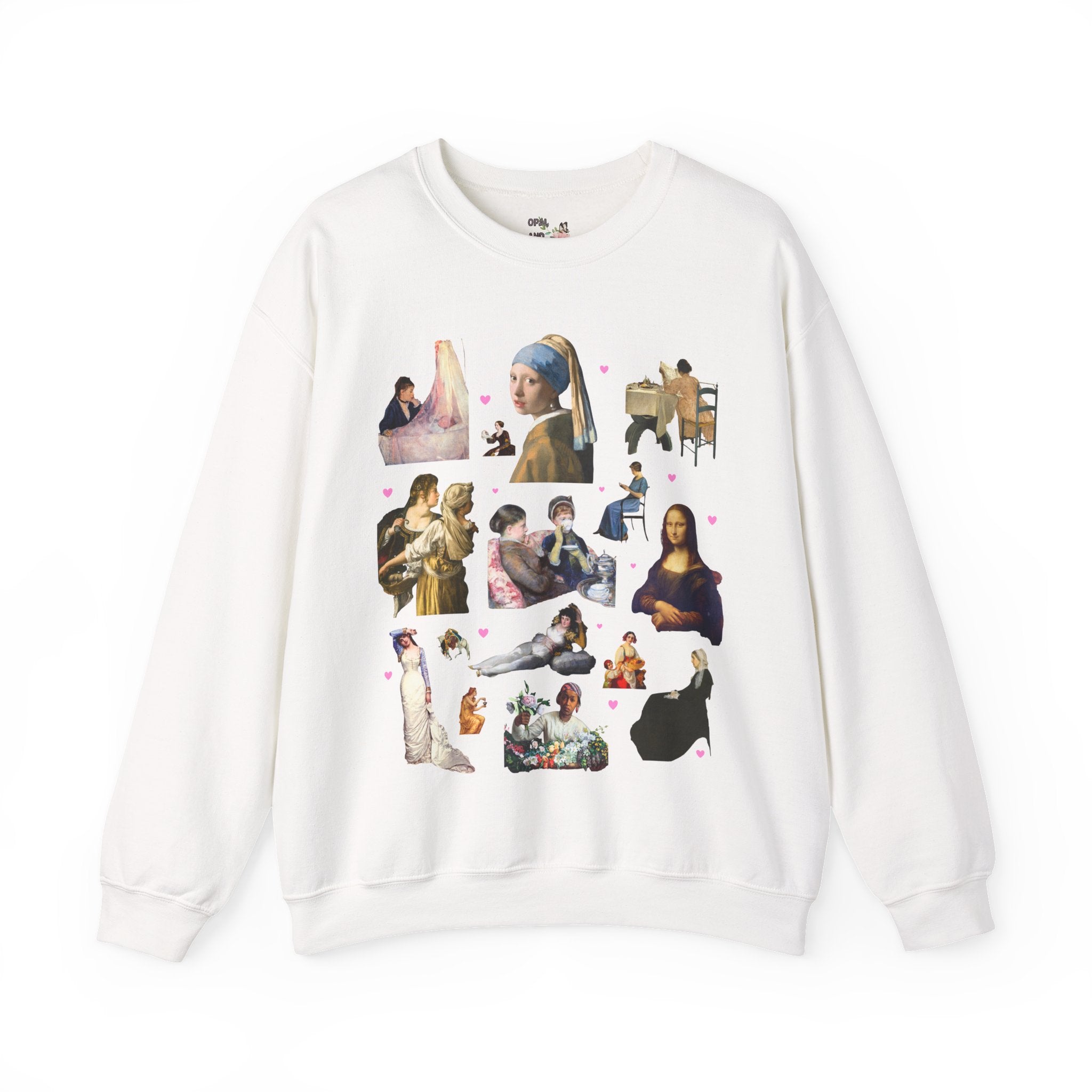 Art History Lover Sweatshirt: Women in Famous Paintings, 18th Century and 19th Century Art, Mona Lisa and Girl With a Pearl Earring Crewneck - Opal and June