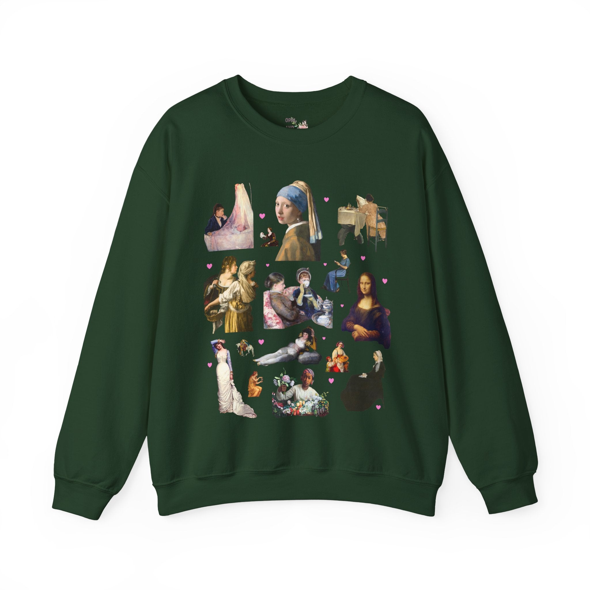 Art History Lover Sweatshirt: Women in Famous Paintings, 18th Century and 19th Century Art, Mona Lisa and Girl With a Pearl Earring Crewneck - Opal and June