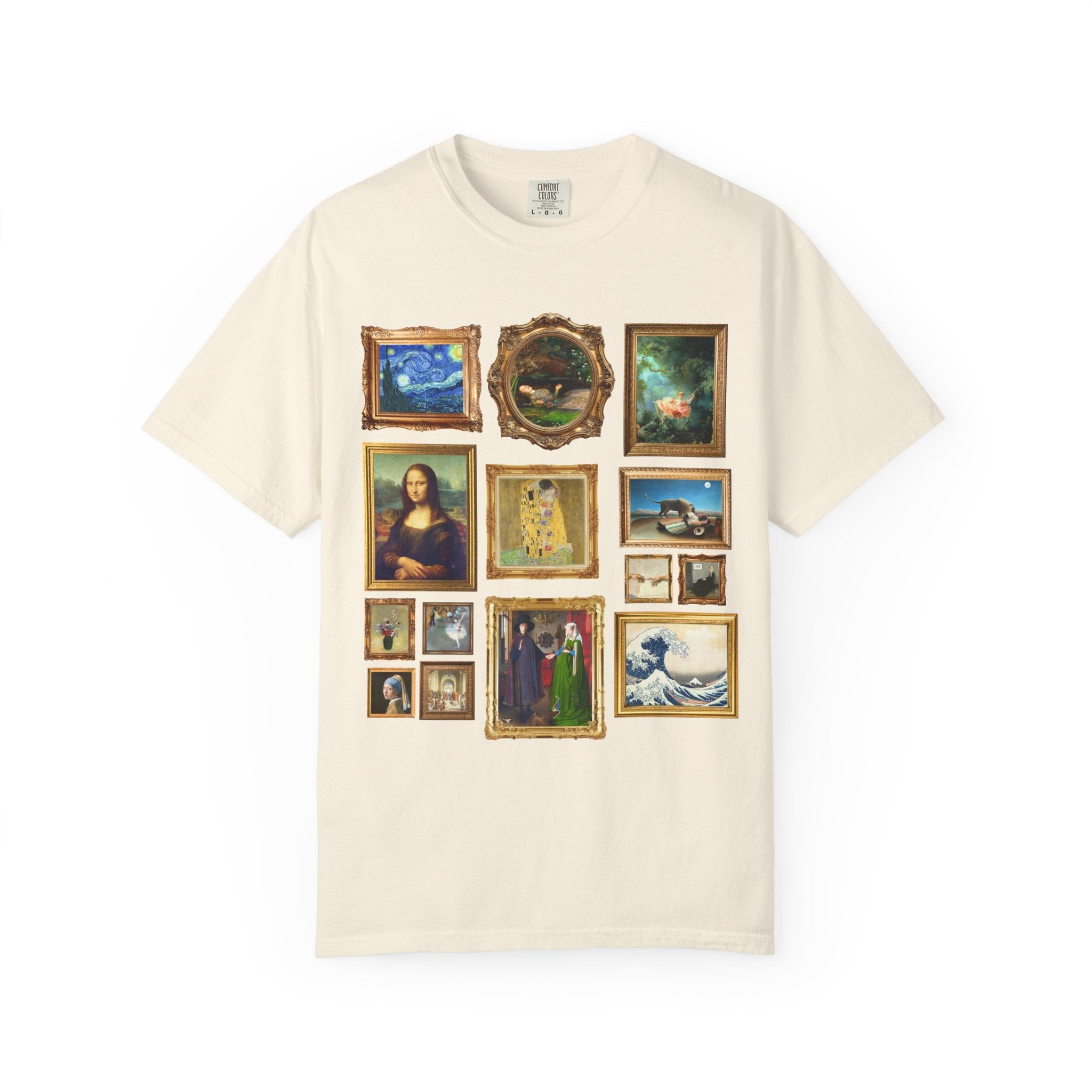Art History Lover Tee Shirt: Famous Paintings, Gallery Wall Aesthetic T-Shirt, Museum Lover or Historian, Mona Lisa da Vinci, The Kiss Klimt - Opal and June