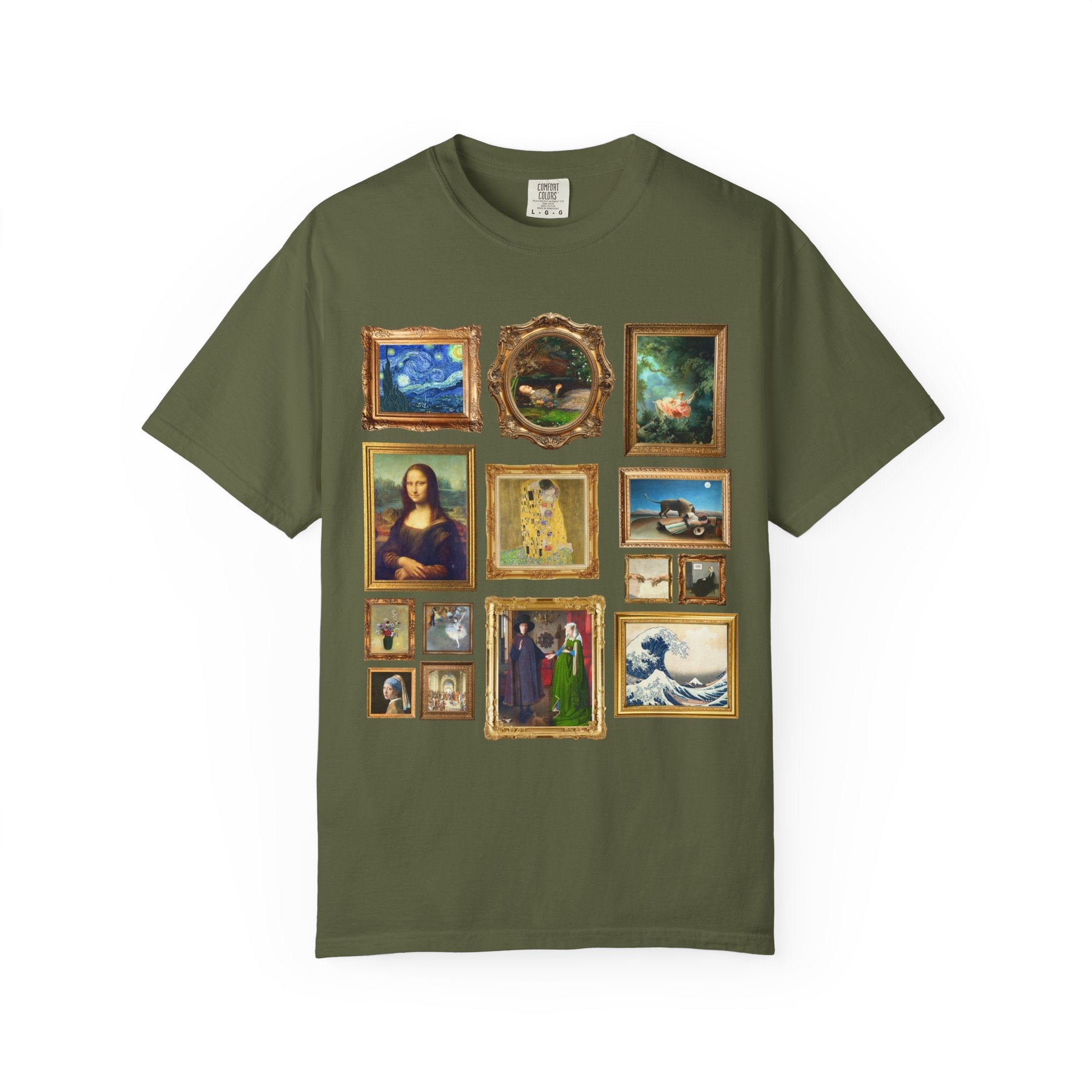 Art History Lover Tee Shirt: Famous Paintings, Gallery Wall Aesthetic T-Shirt, Museum Lover or Historian, Mona Lisa da Vinci, The Kiss Klimt - Opal and June