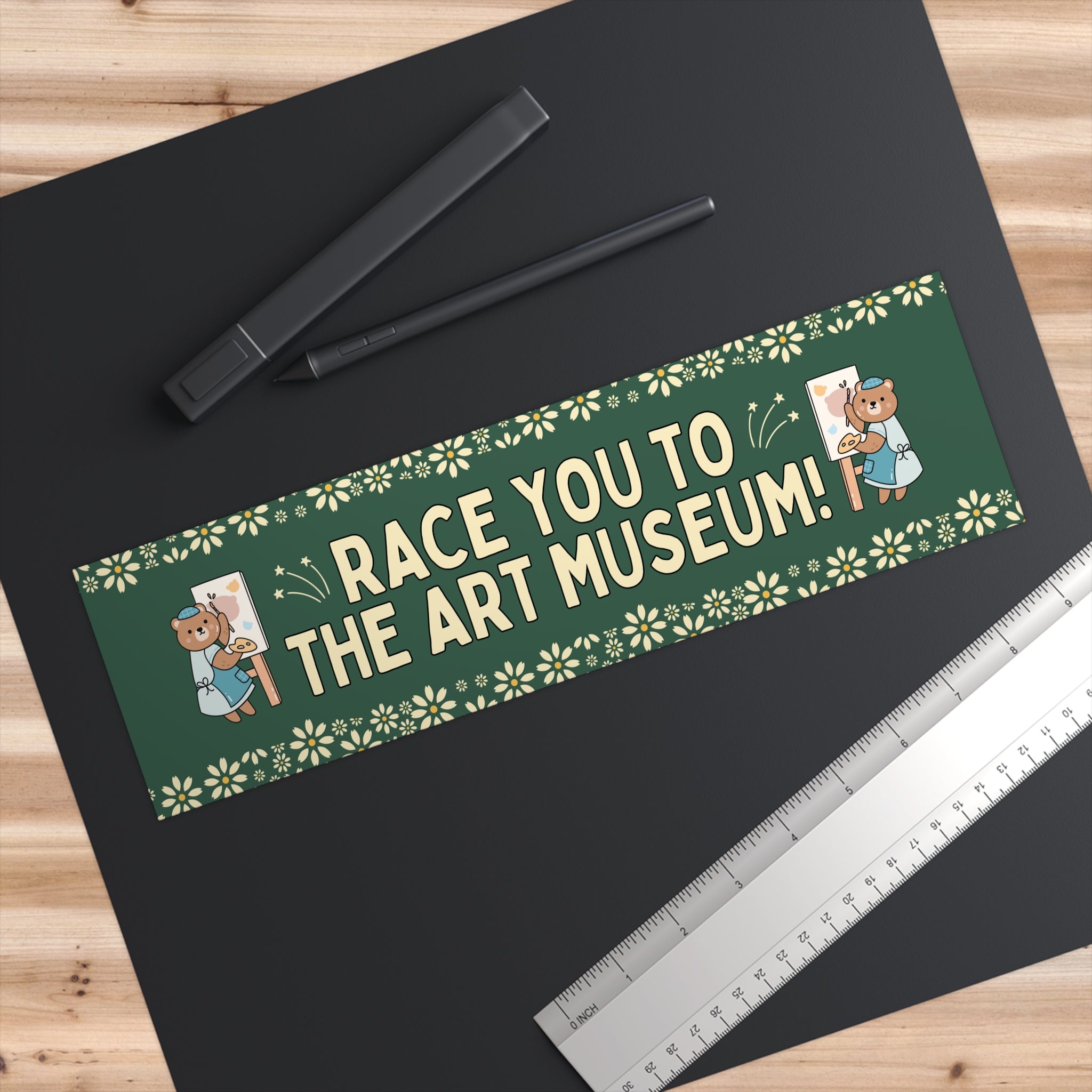 Art History Present for Humanities Major, Friend Who Loves Visiting Art Museums: Race You To the Art Museum, Cute Floral Bumper Sticker - Opal and June