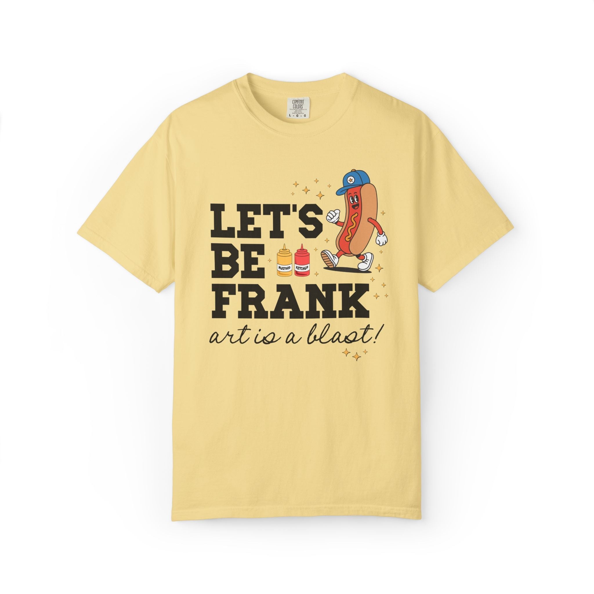 Art Teacher T-Shirt with Hot Dogs: Let's Be Frank, Silly Matching Teacher Tee for Baseball Coach or Teacher Who Loves Baseball - Opal and June