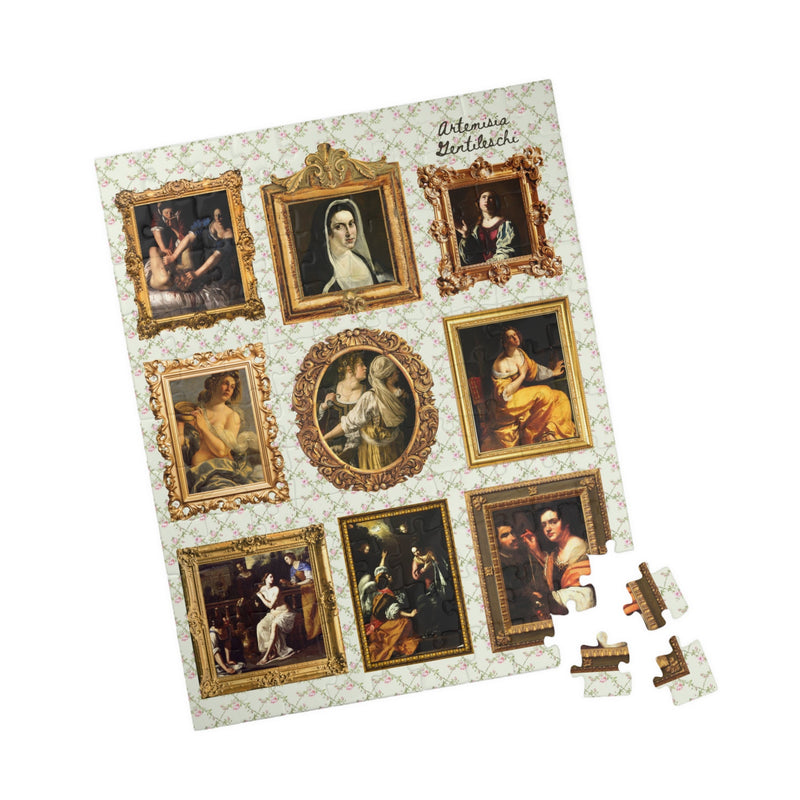 Artemisia Gentileschi Art History 500 Piece Puzzle with Framed Paintings, Colorful Baroque Art Gift for Feminist or Historian Who Loves Art - Opal and June