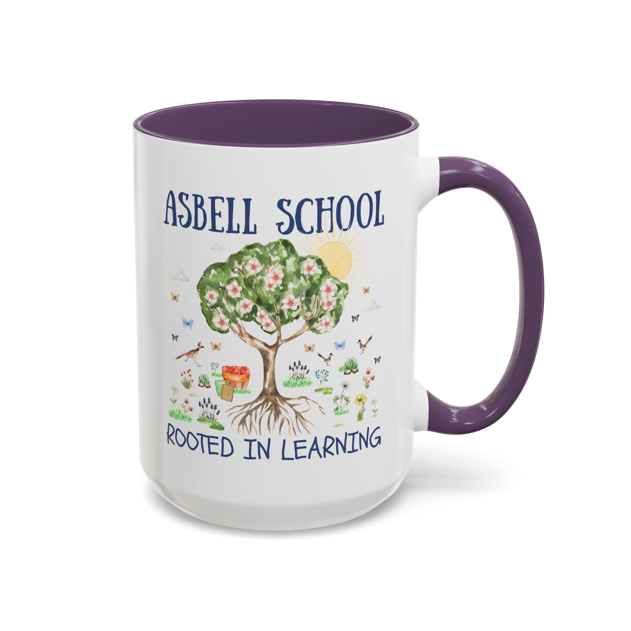 Asbell Elementary 15 Oz Coffee Mug: Rooted in Learning | FPS + Opal and June Coffee Mug, Fayetteville Public Schools - Opal and June