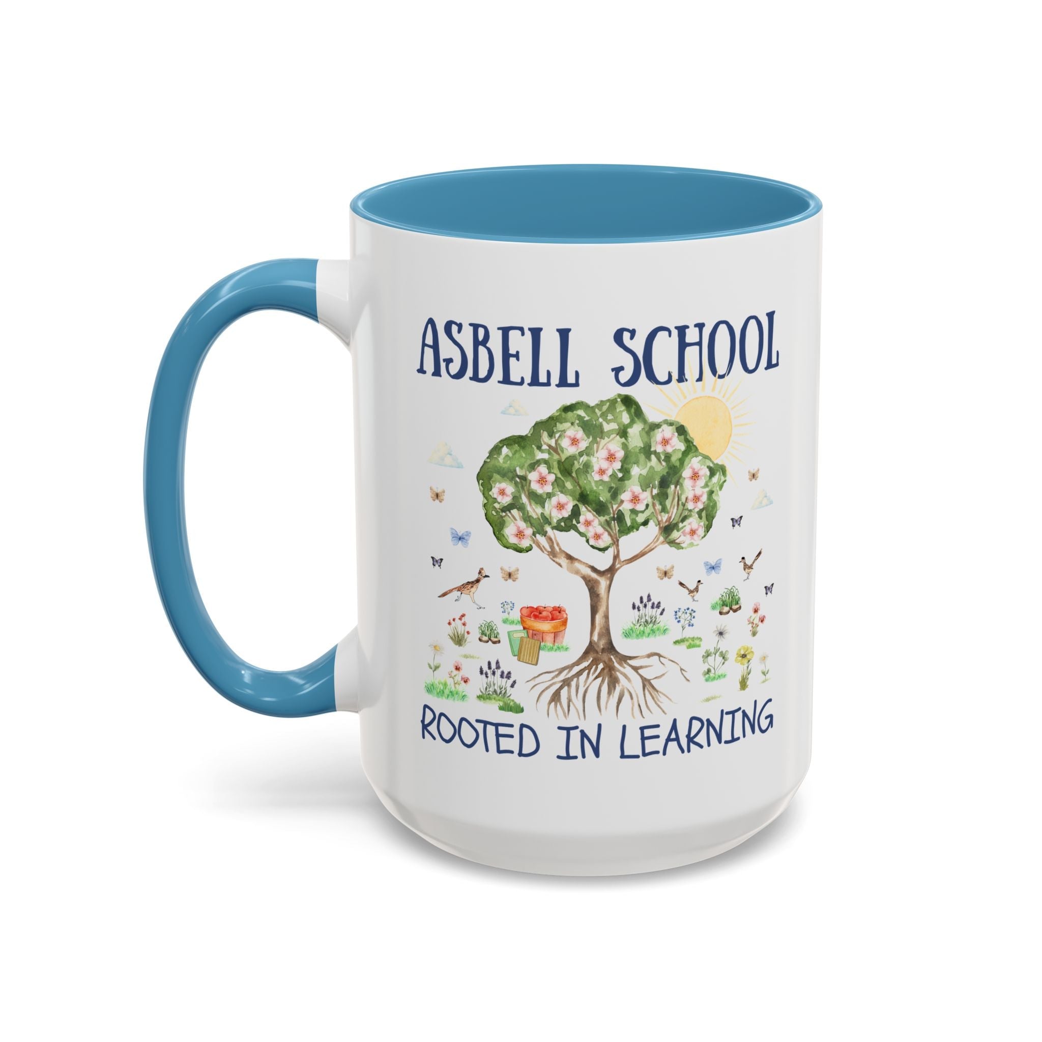 Asbell Elementary 15 Oz Coffee Mug: Rooted in Learning | FPS + Opal and June Coffee Mug, Fayetteville Public Schools - Opal and June