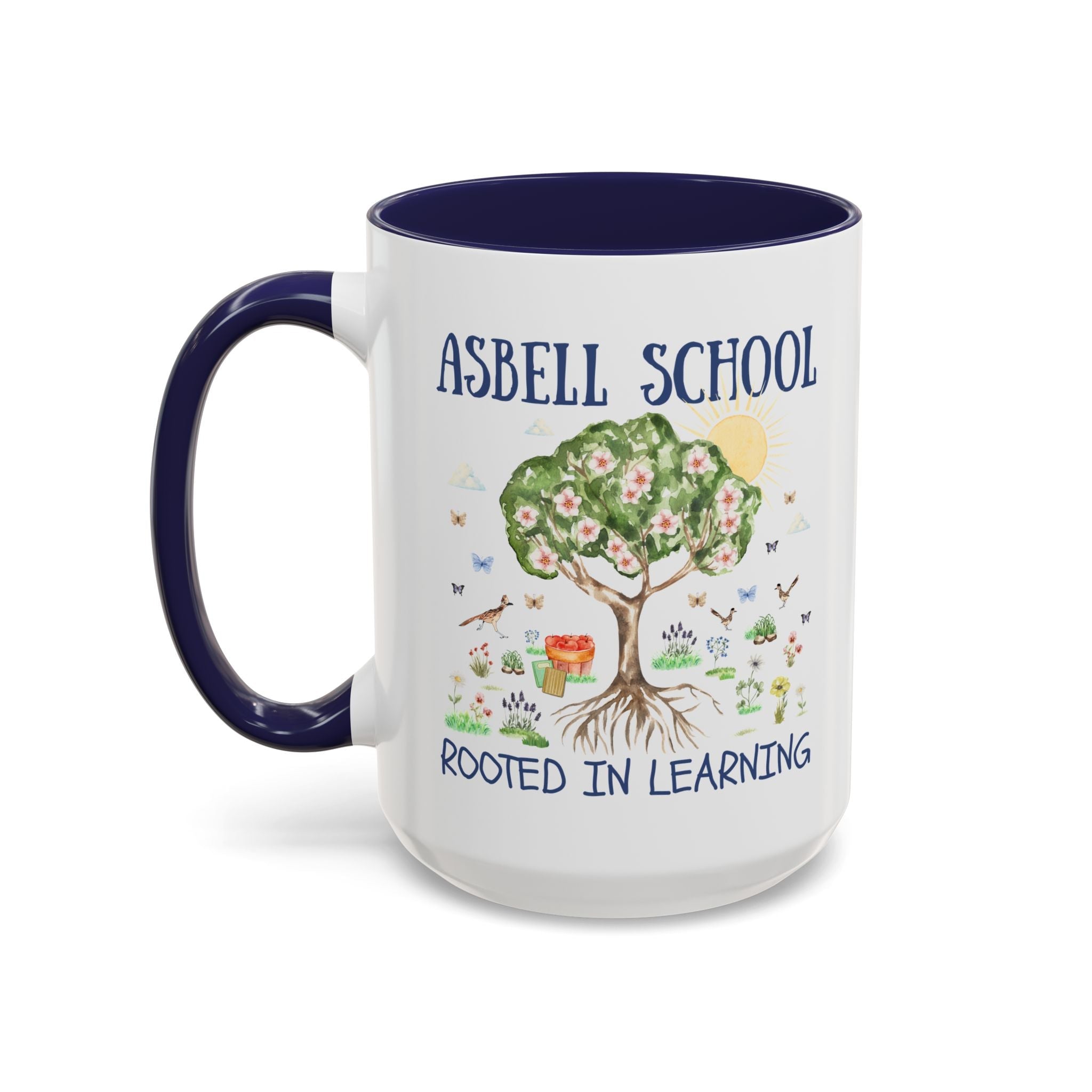 Asbell Elementary 15 Oz Coffee Mug: Rooted in Learning | FPS + Opal and June Coffee Mug, Fayetteville Public Schools - Opal and June