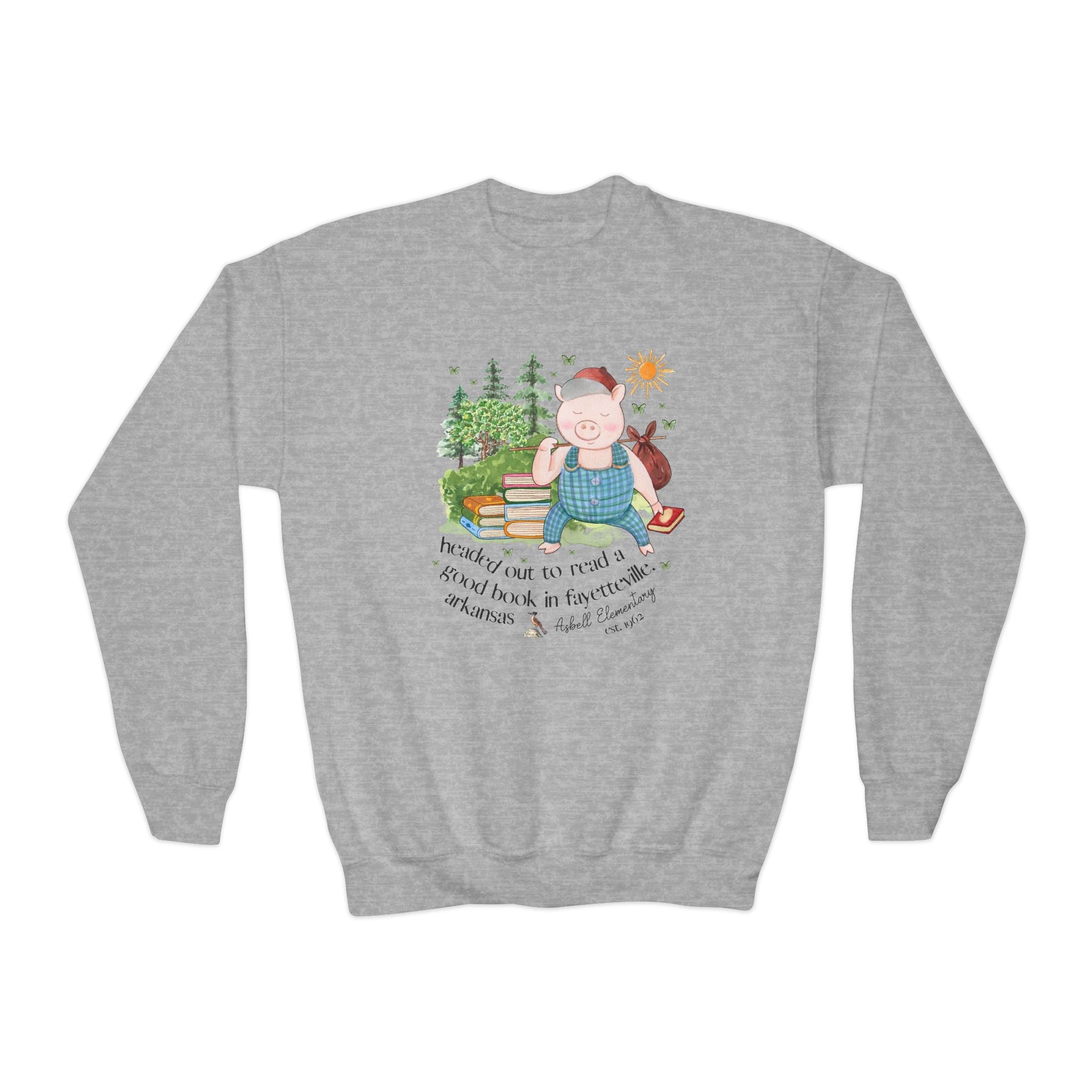 Asbell Elementary Kids Sweatshirt: Headed Out to Read a Good Book - Opal and June