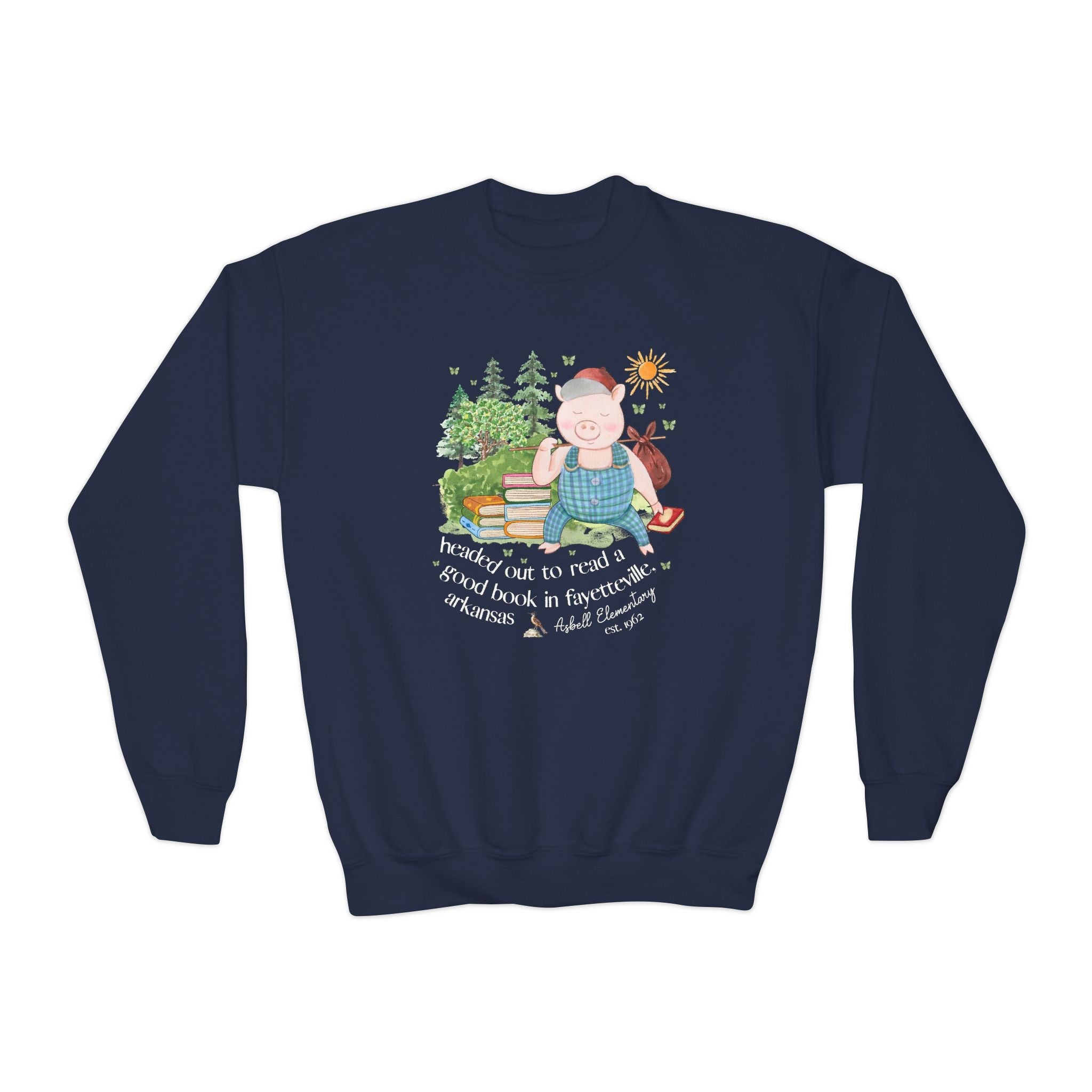 Asbell Elementary Kids Sweatshirt: Headed Out to Read a Good Book - Opal and June