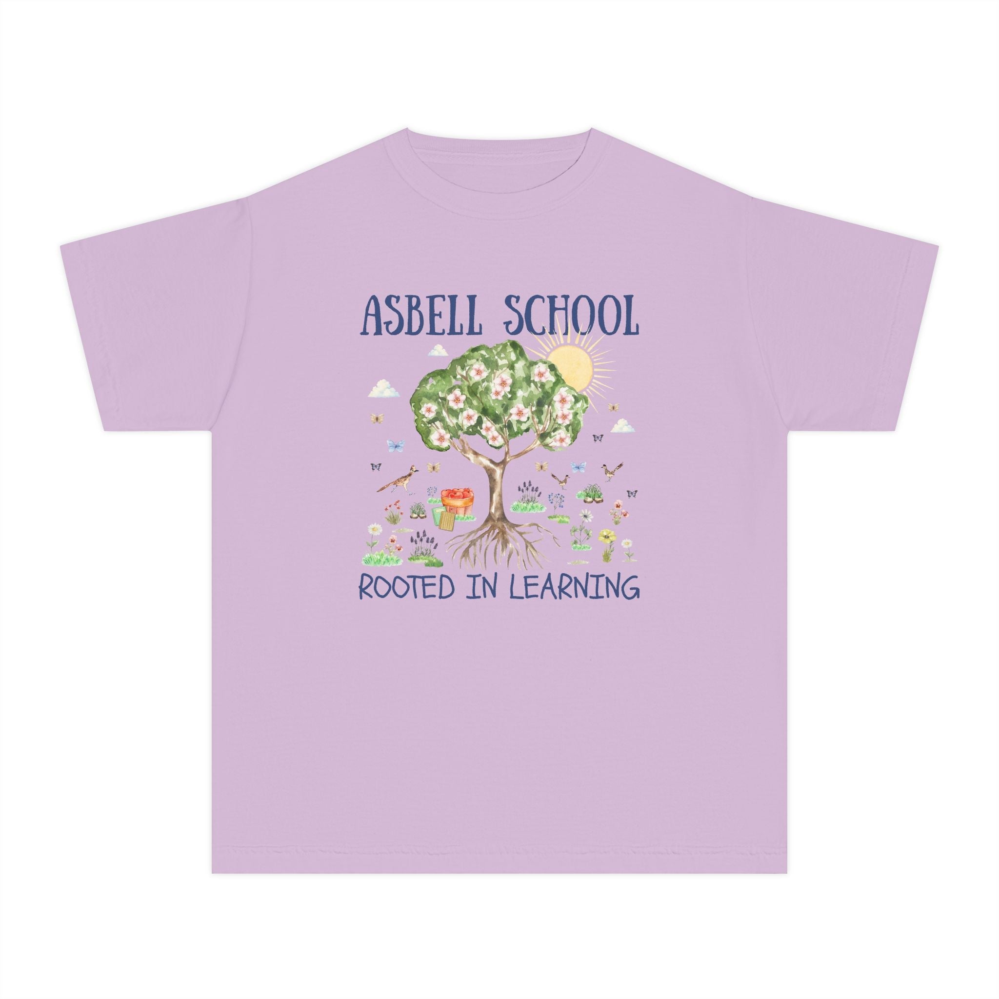 Asbell Elementary Kids Tee Shirt: Rooted in Learning | FPS + Opal and June Kids Tee Shirt, Fayetteville Public Schools - Opal and June