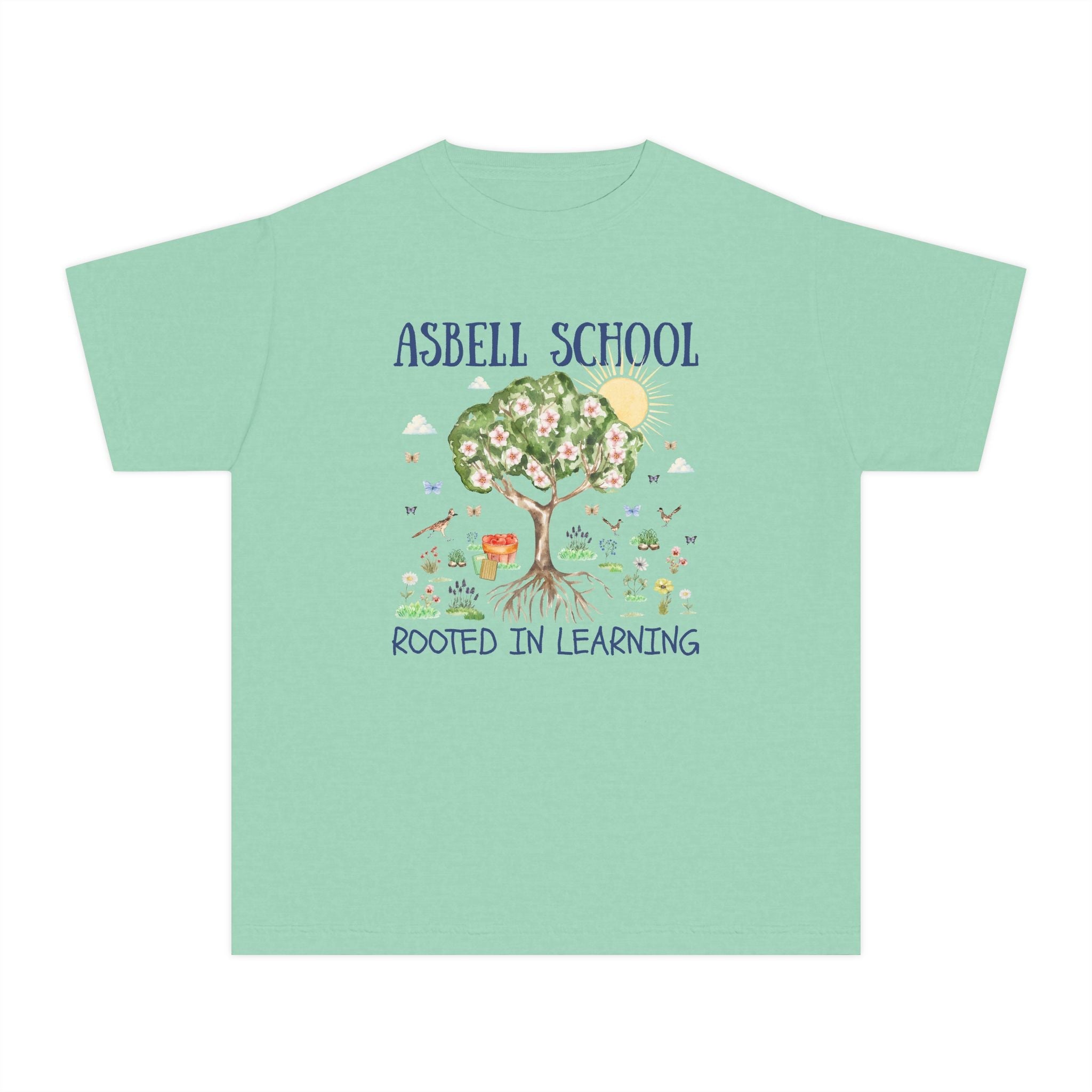 Asbell Elementary Kids Tee Shirt: Rooted in Learning | FPS + Opal and June Kids Tee Shirt, Fayetteville Public Schools - Opal and June