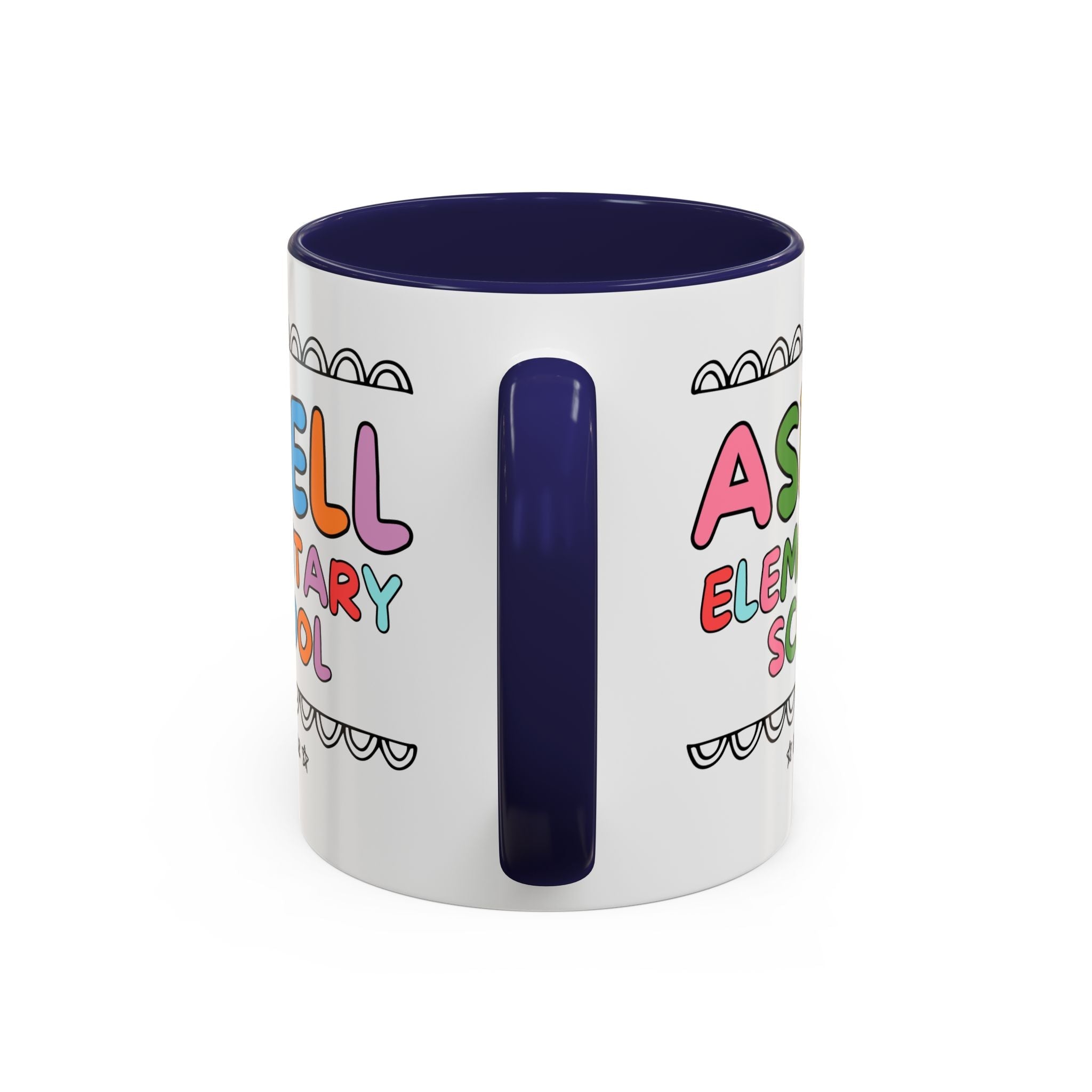 Asbell Elementary School 11 Oz Coffee Mug: Rainbow Letters - Opal and June