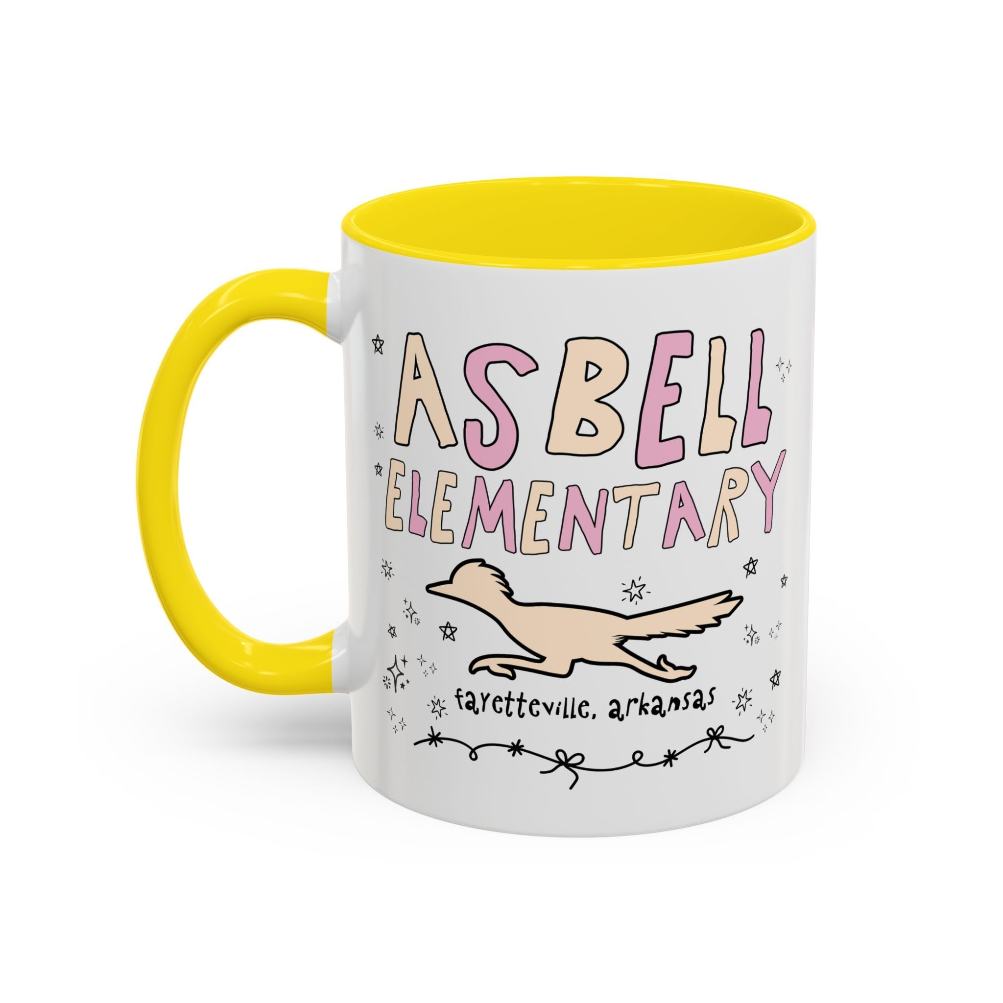 Asbell Elementary School: Pink and Beige 11 Oz Coffee Mug | FPS + Opal and June Coffee Mug, Fayetteville Public Schools - Opal and June
