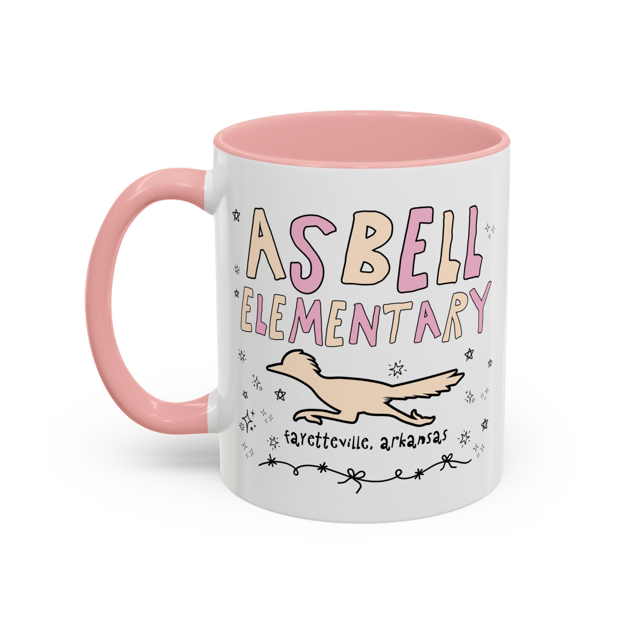 Asbell Elementary School: Pink and Beige 11 Oz Coffee Mug | FPS + Opal and June Coffee Mug, Fayetteville Public Schools - Opal and June