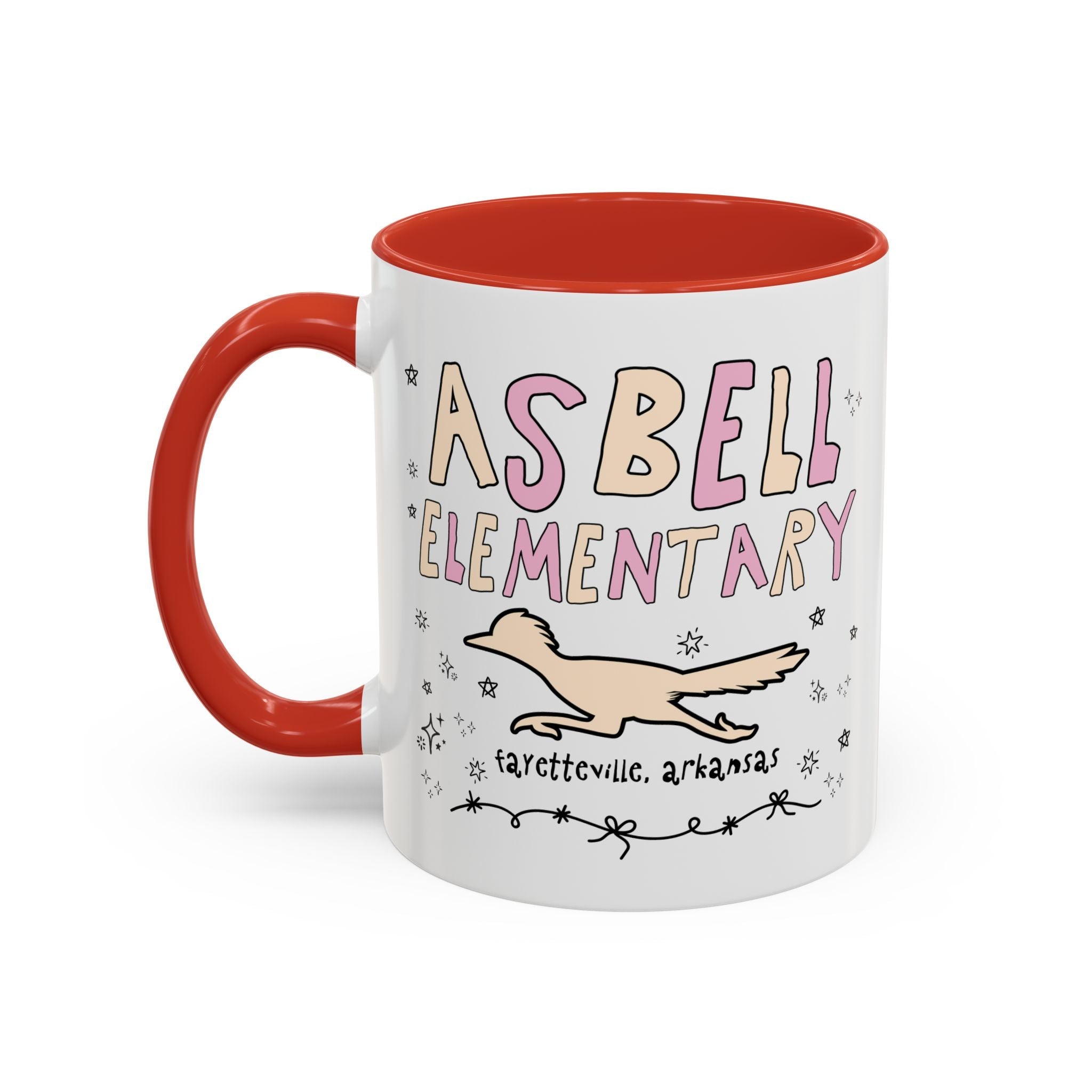 Asbell Elementary School: Pink and Beige 11 Oz Coffee Mug | FPS + Opal and June Coffee Mug, Fayetteville Public Schools - Opal and June