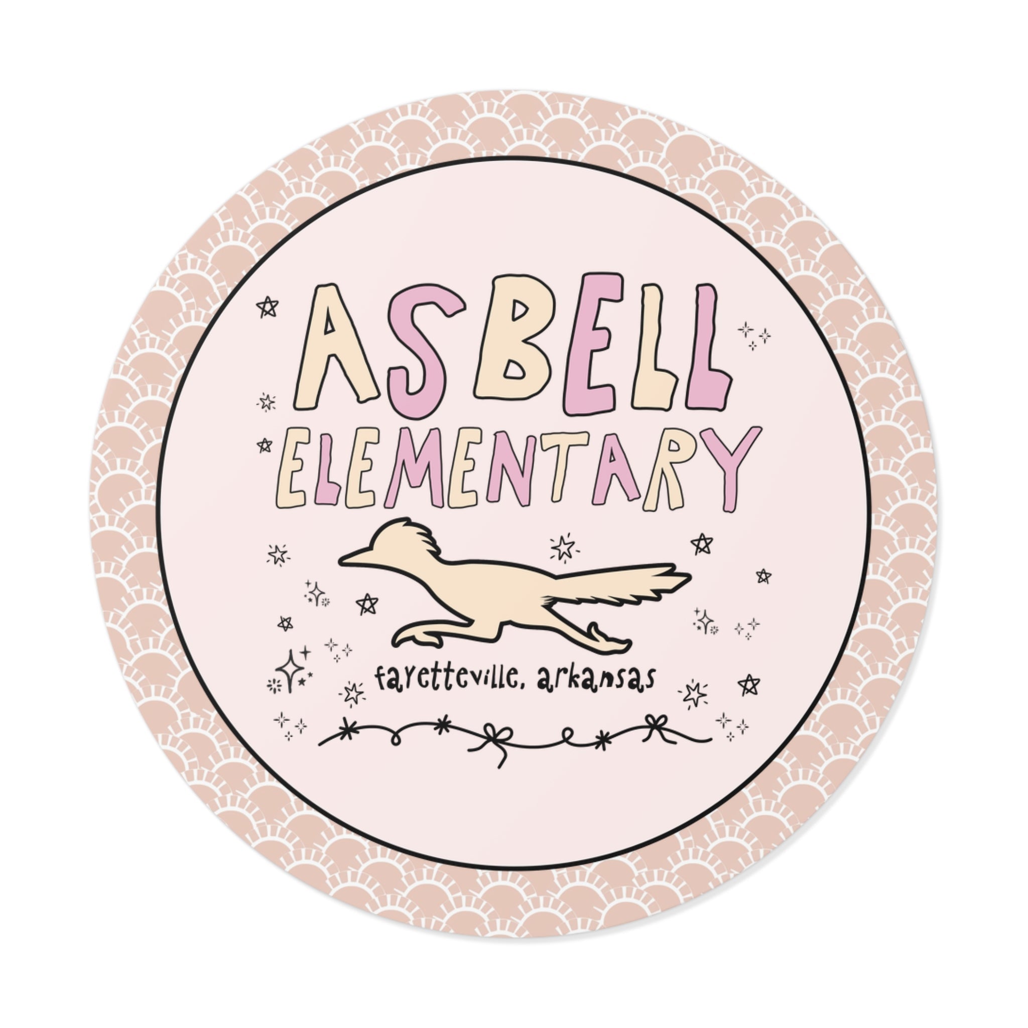 Asbell Elementary School: Pink and Beige Sticker | FPS + Opal and June Sticker, Fayetteville Public Schools - Opal and June