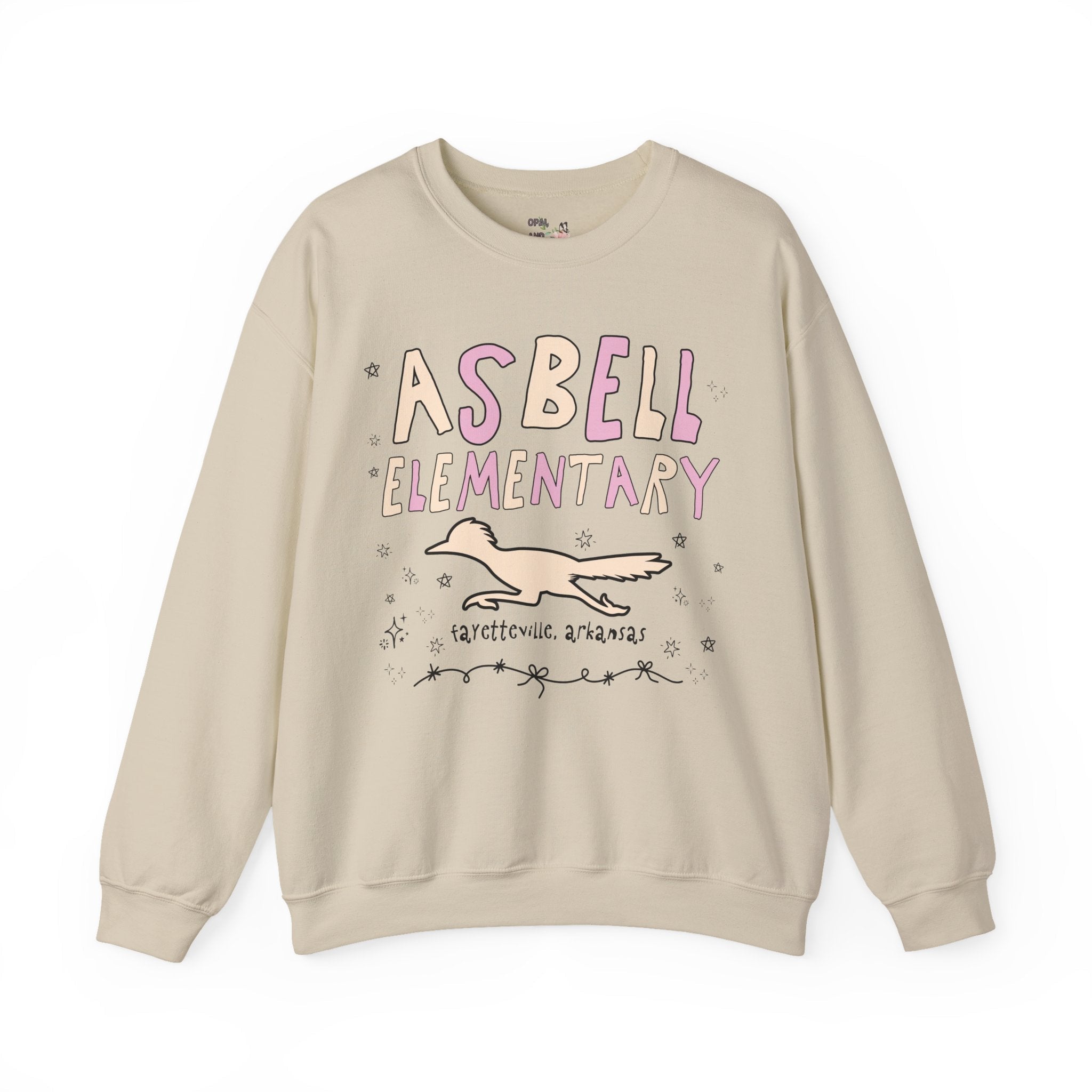 Asbell Elementary School: Pink and Beige Sweatshirt | FPS + Opal and June Sweatshirt, Fayetteville Public Schools - Opal and June