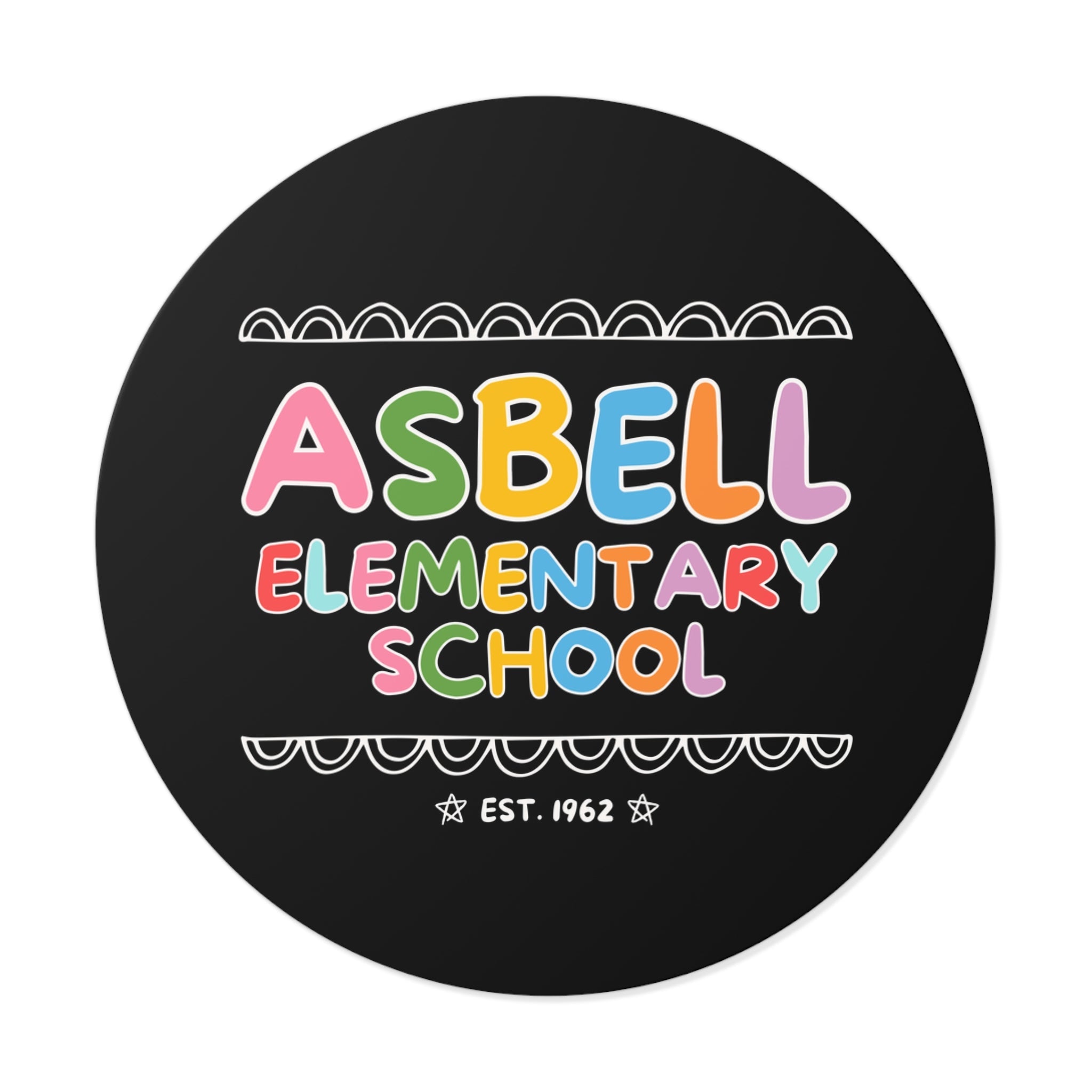 Asbell Elementary School Sticker: Rainbow Letters - Opal and June