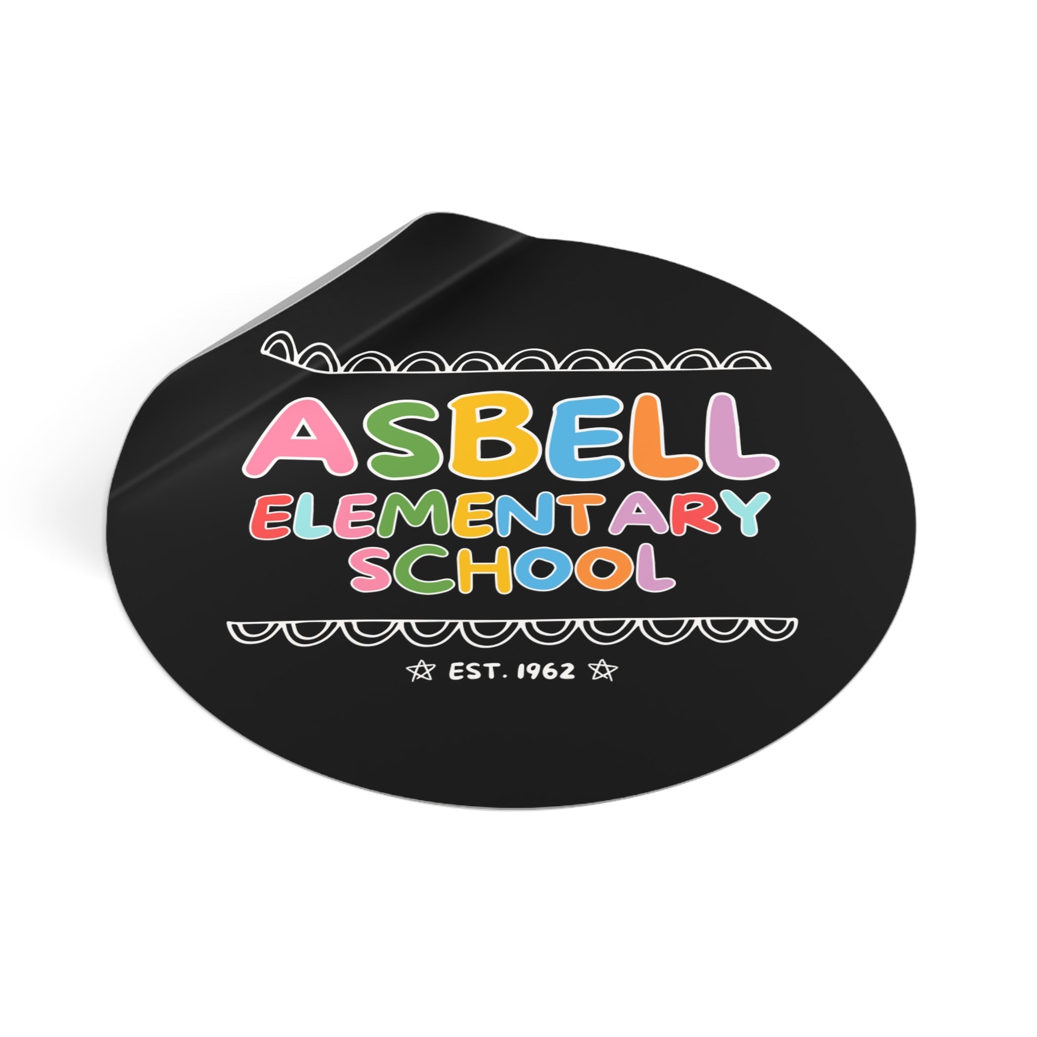 Asbell Elementary School Sticker: Rainbow Letters - Opal and June