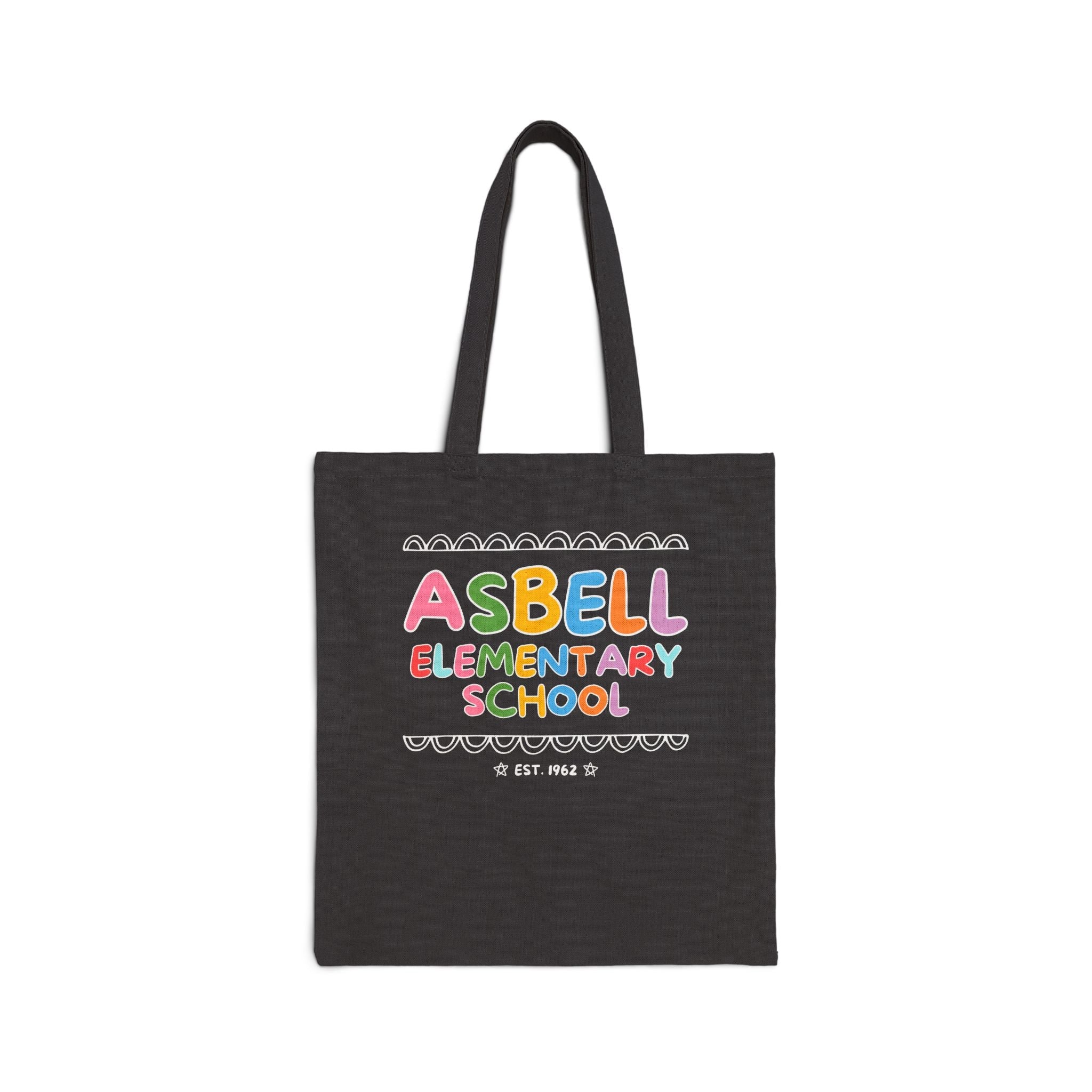 Asbell Elementary School Tote Bag: Rainbow Letters - Opal and June