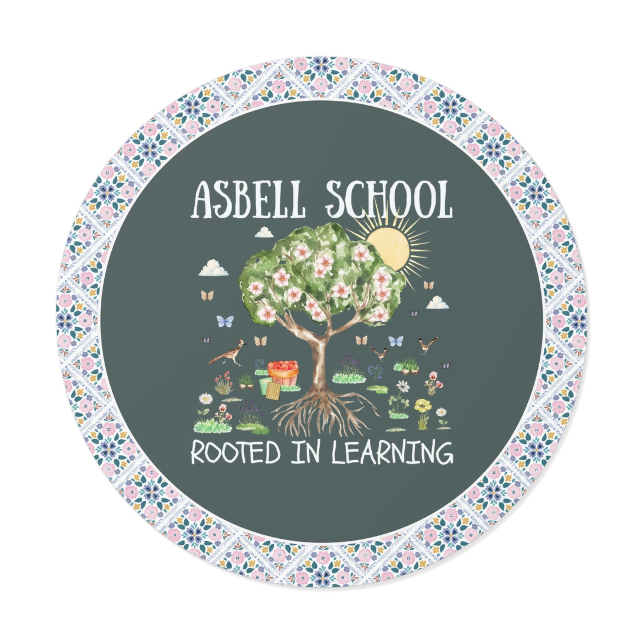 Asbell Elementary Sticker: Rooted in Learning | FPS + Opal and June Sticker, Fayetteville Public Schools - Opal and June