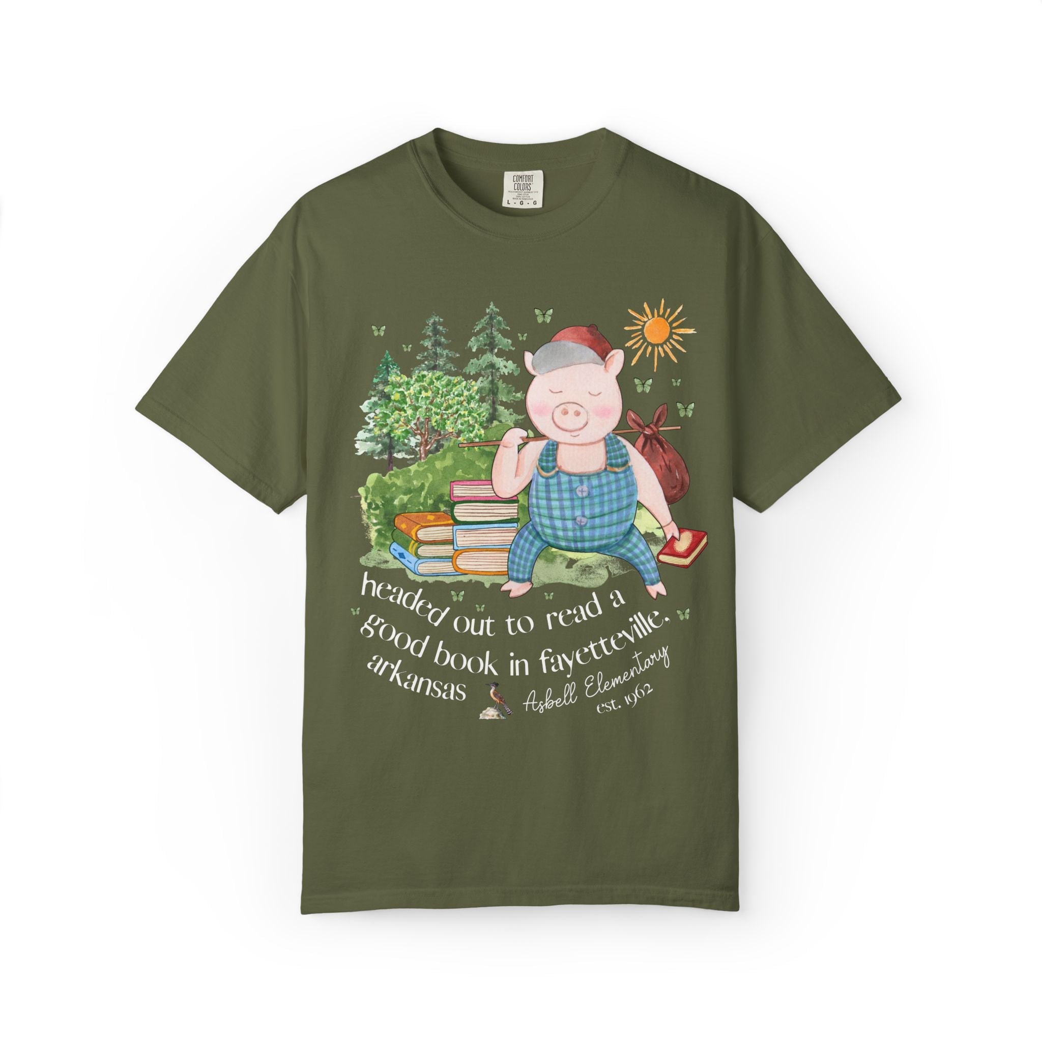 Asbell Elementary Tee Shirt: Headed Out to Read a Good Book - Opal and June