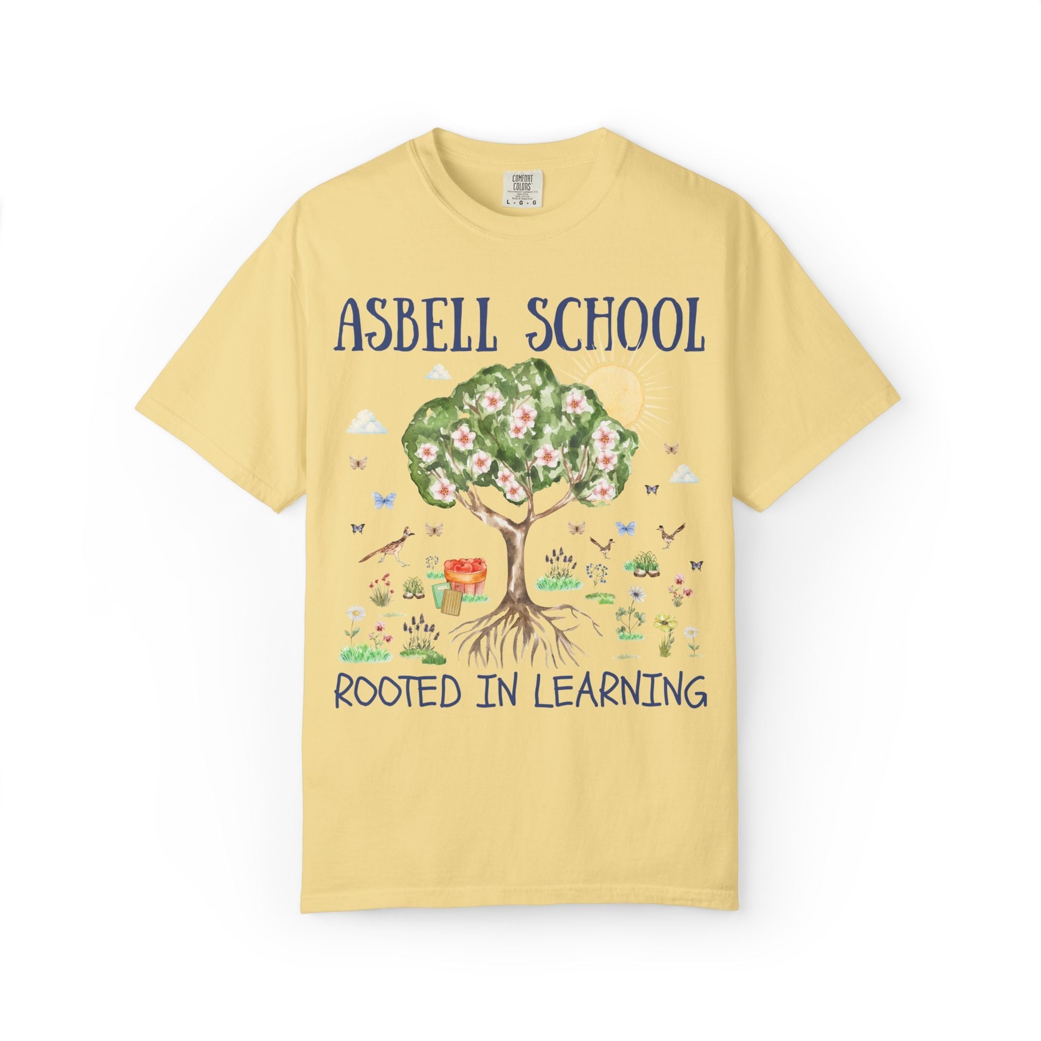 Asbell Elementary Tee Shirt: Rooted in Learning | FPS + Opal and June Tee Shirt, Fayetteville Public Schools - Opal and June