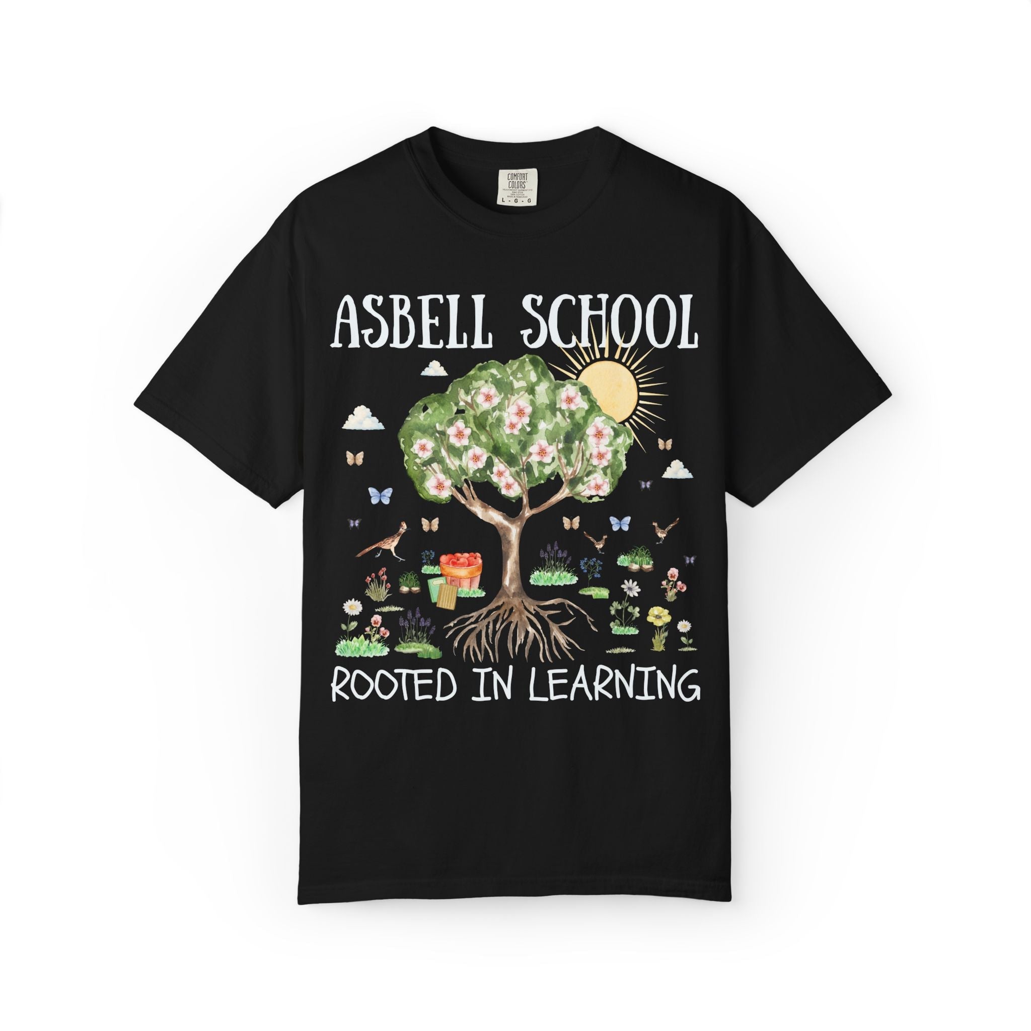 Asbell Elementary Tee Shirt: Rooted in Learning | FPS + Opal and June Tee Shirt, Fayetteville Public Schools - Opal and June
