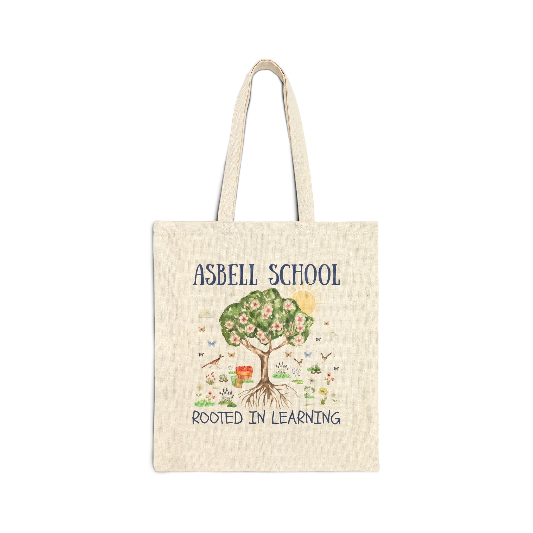 Asbell Elementary Tote Bag: Rooted in Learning | FPS + Opal and June Tote Bag, Fayetteville Public Schools - Opal and June