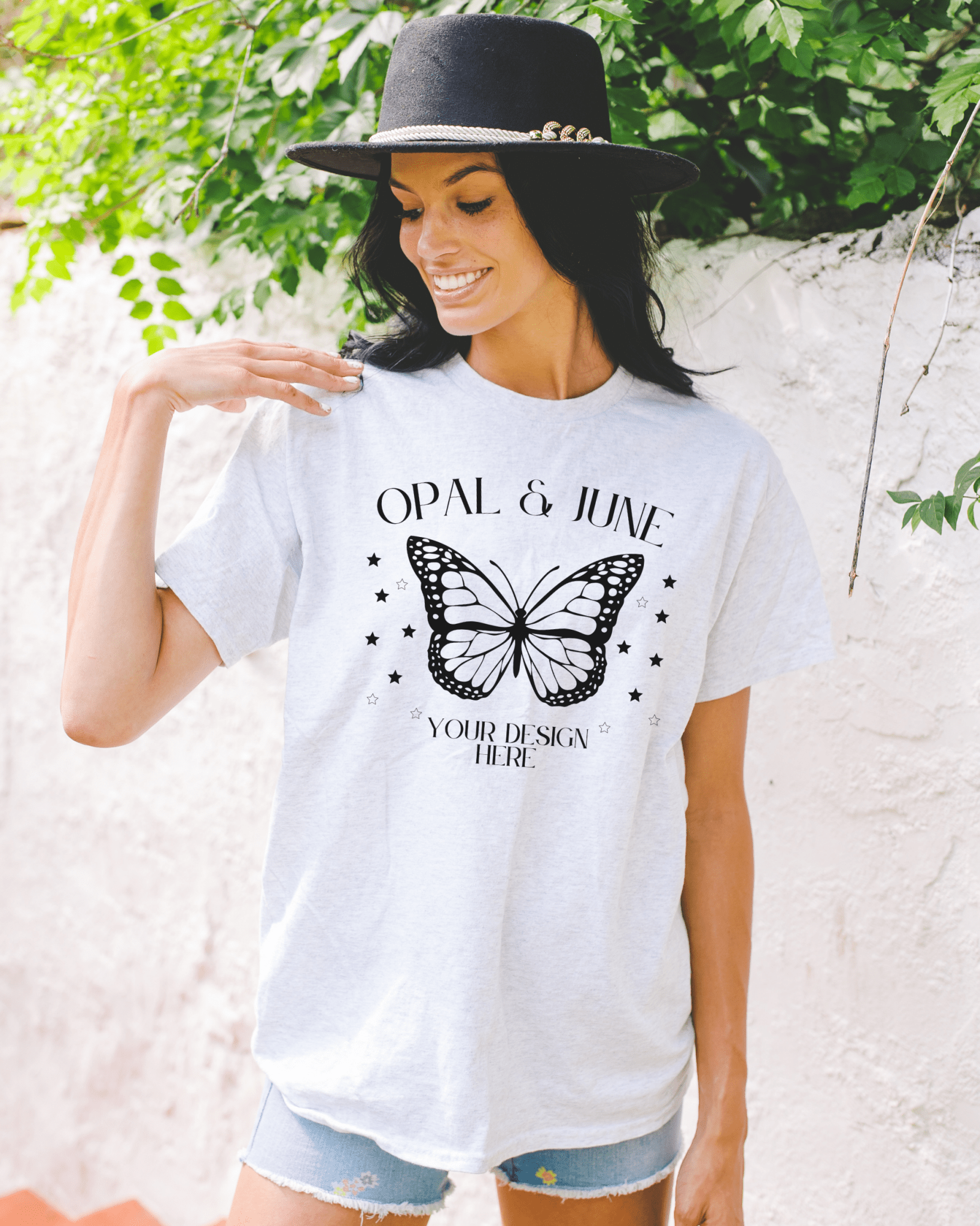 Ash Shirt Mockup: Gildan 5000 | Groovy Western Aesthetic - Opal and June