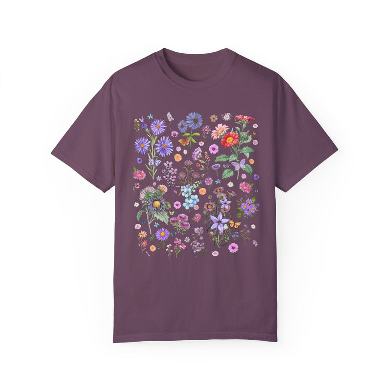 Aster Flower Cottagecore T-Shirt, September Birth Month Flower, Cozy Goblincore Mother's Day Gift, Vintage Botanicals, Wildflower Floral Tee - Opal and June
